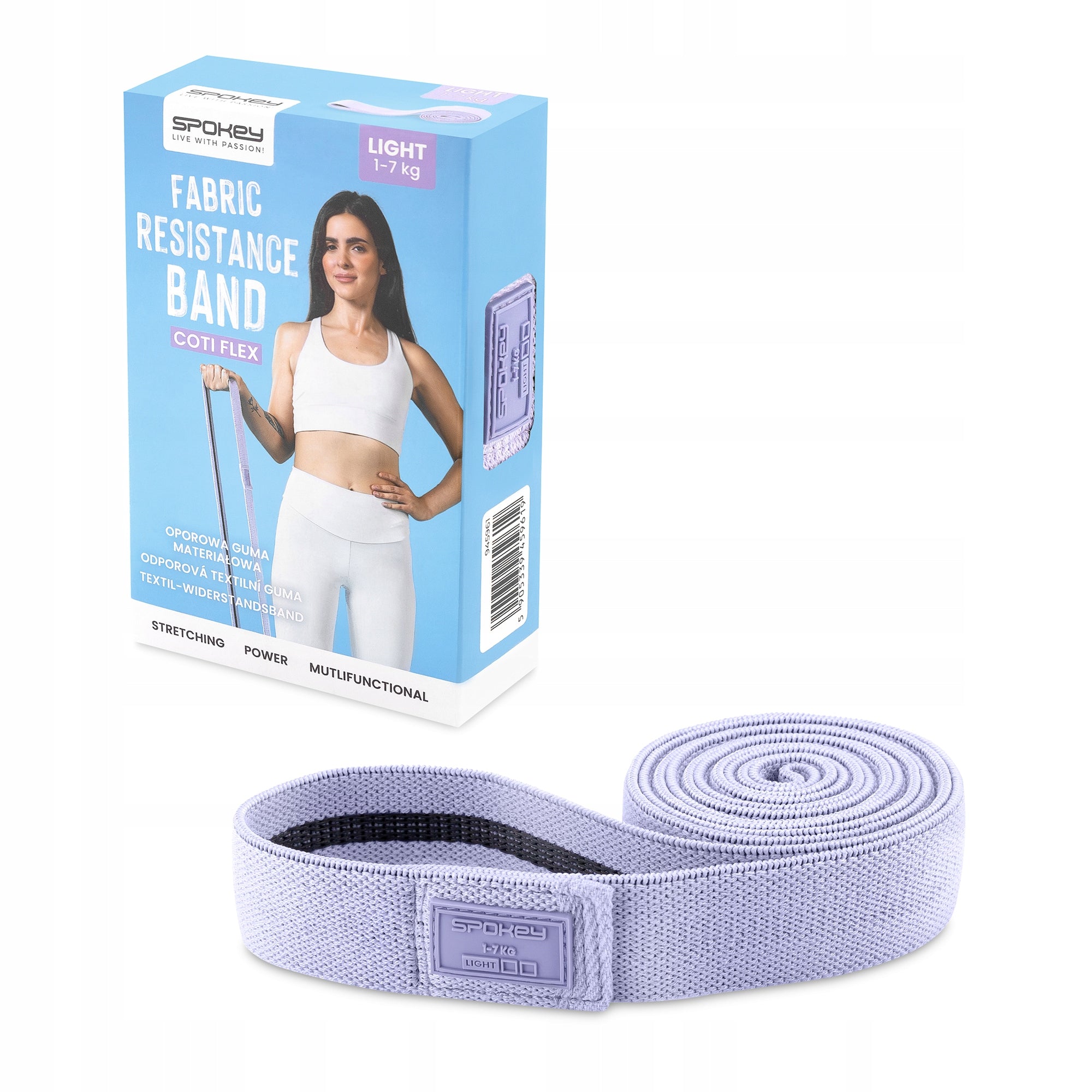 Training rubber resistance material tape for exercise LIGHT Spokey COTI FLEX Width 35 mm