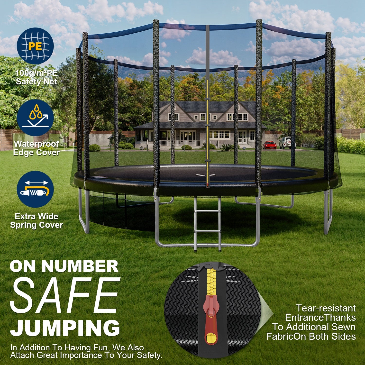 Trampolina Ogrodowa Dla Dzieci Dorosłych Duża 366cm 366 cm 12 FT XXL 150kg EAN (GTIN) 4262550020013
