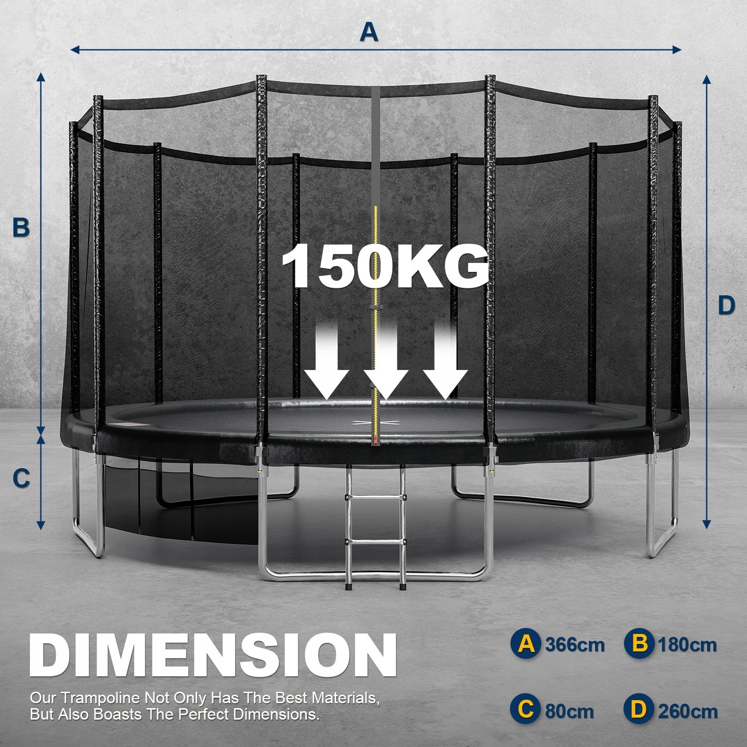 Trampolina Ogrodowa Dla Dzieci Dorosłych Duża 366cm 366 cm 12 FT XXL 150kg Packaging status original