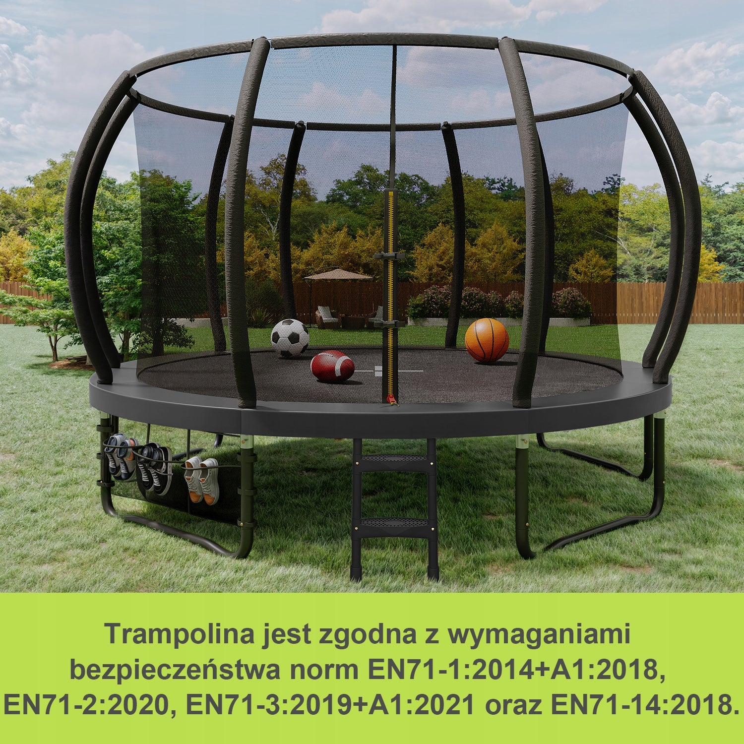 Trampolina ogrodowa z siatką wewnętrzną dla dzieci 305cm 10FT Total height 256 cm