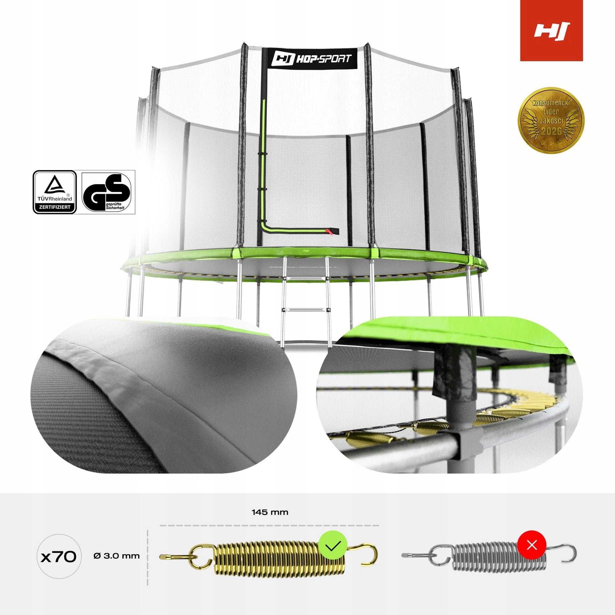 Trampoline 12ft Garden 366cm With Outdoor Mesh Large Ladder For Kids Brand Hop-Sport