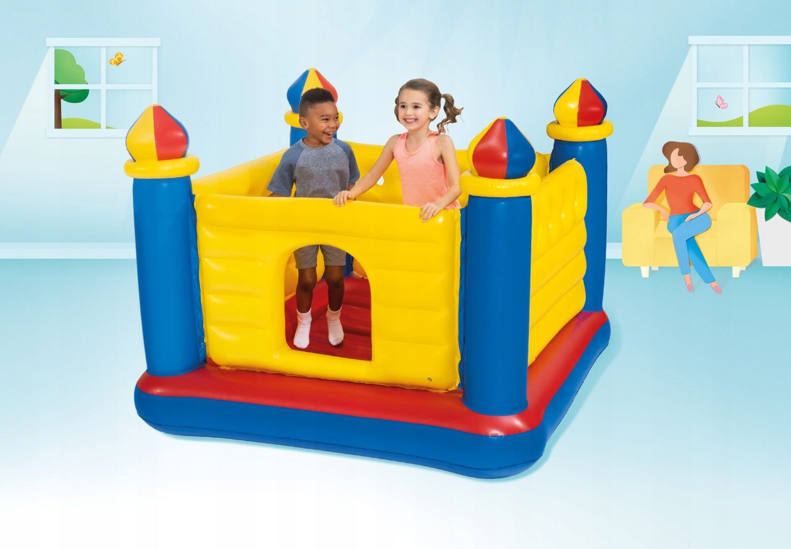 Trampoline Inflatable Castle For Children 3-6 Years For Garden And Home 174x174x135 Manufacturer code Skoczek Dmuchany Plac Zabaw PVC Miękkie