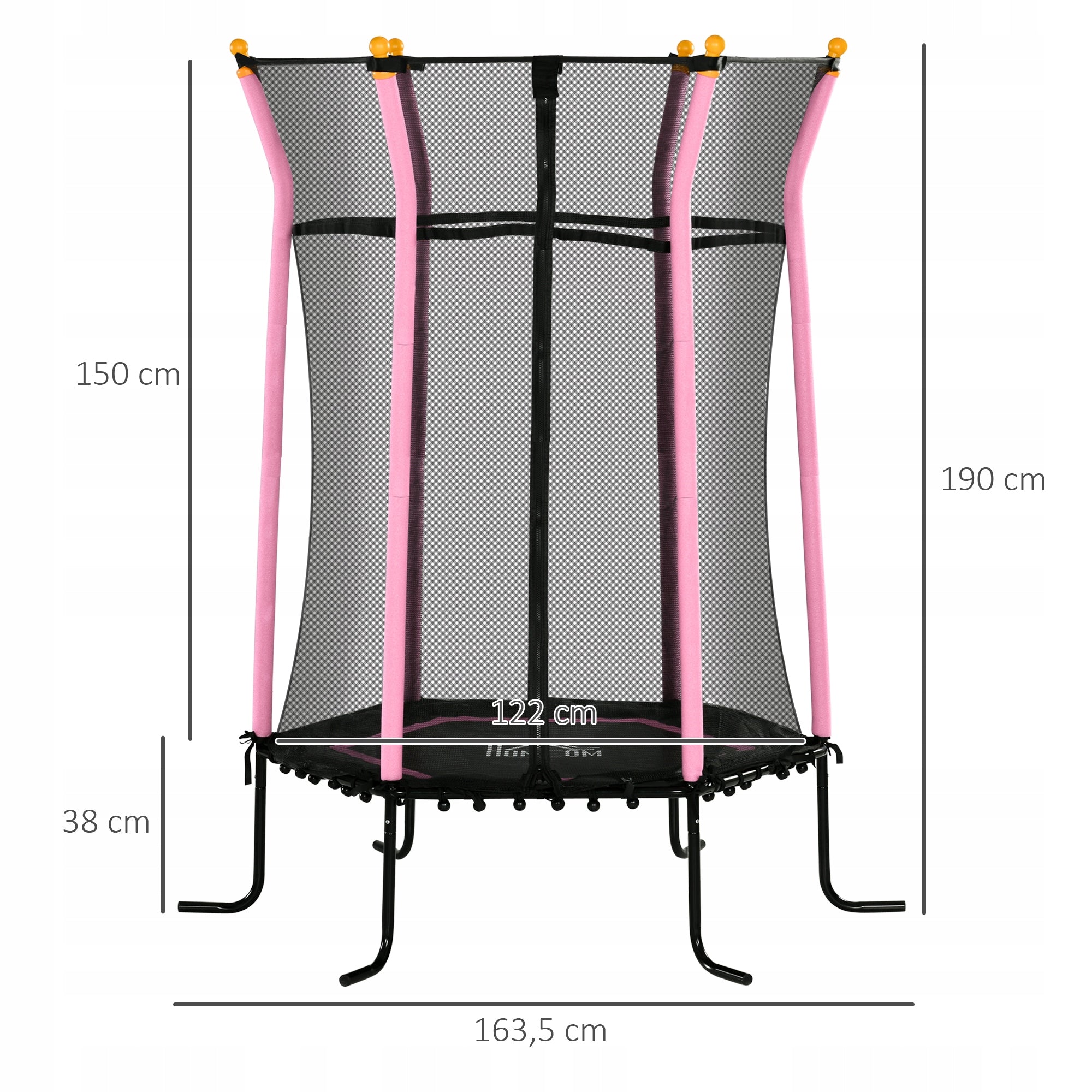 Trampoline for children Ø163,5 cm, pink, 3-10 years Brand Homcom