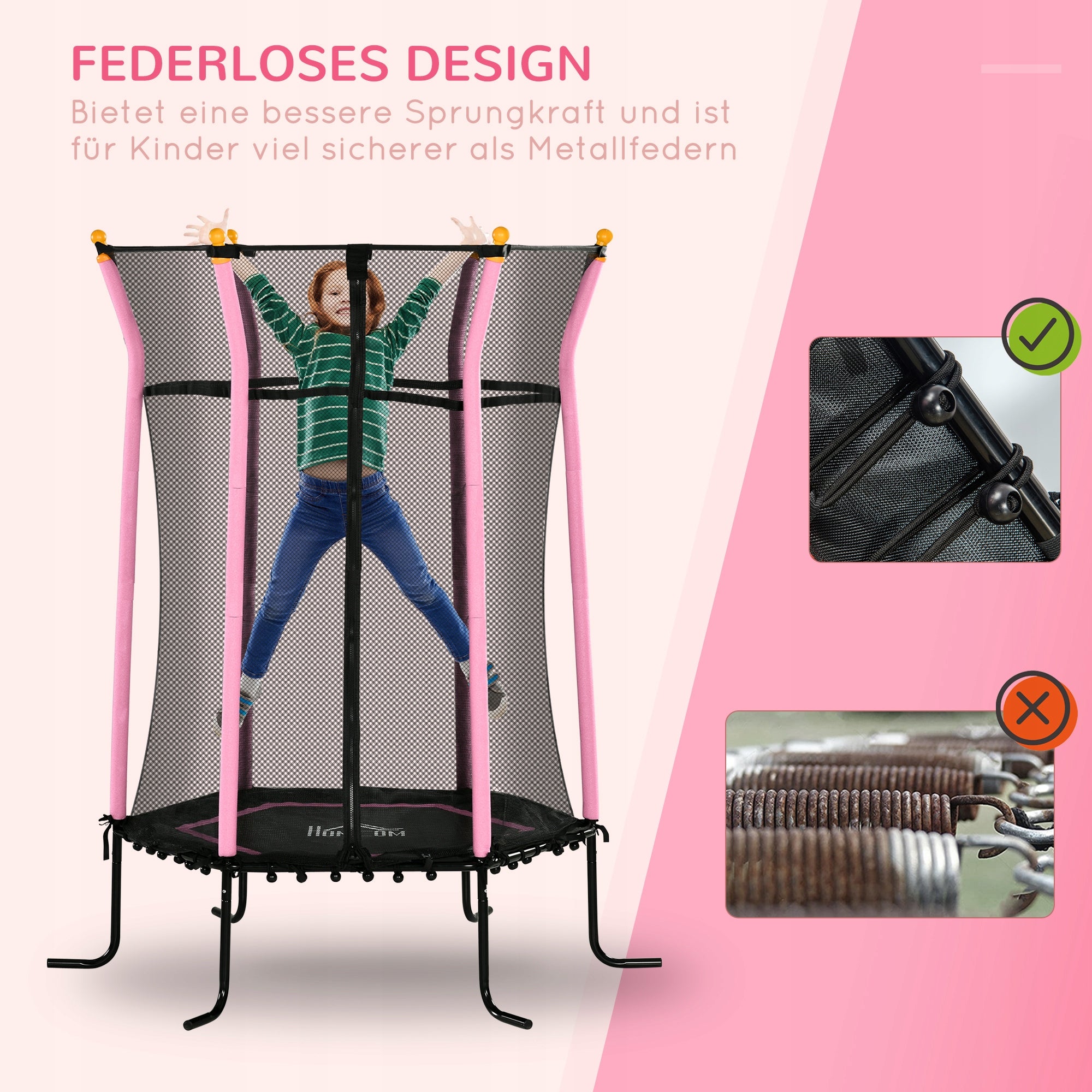 Trampoline for children Ø163,5 cm, pink, 3-10 years Kind with net