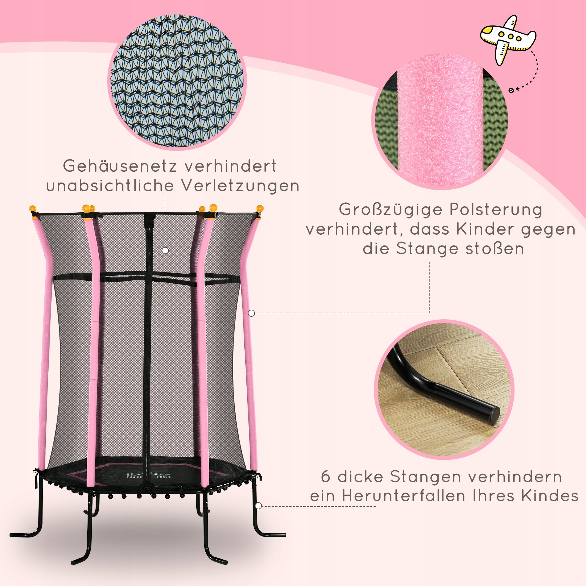 Trampoline for children Ø163,5 cm, pink, 3-10 years Manufacturer code HOMCOM