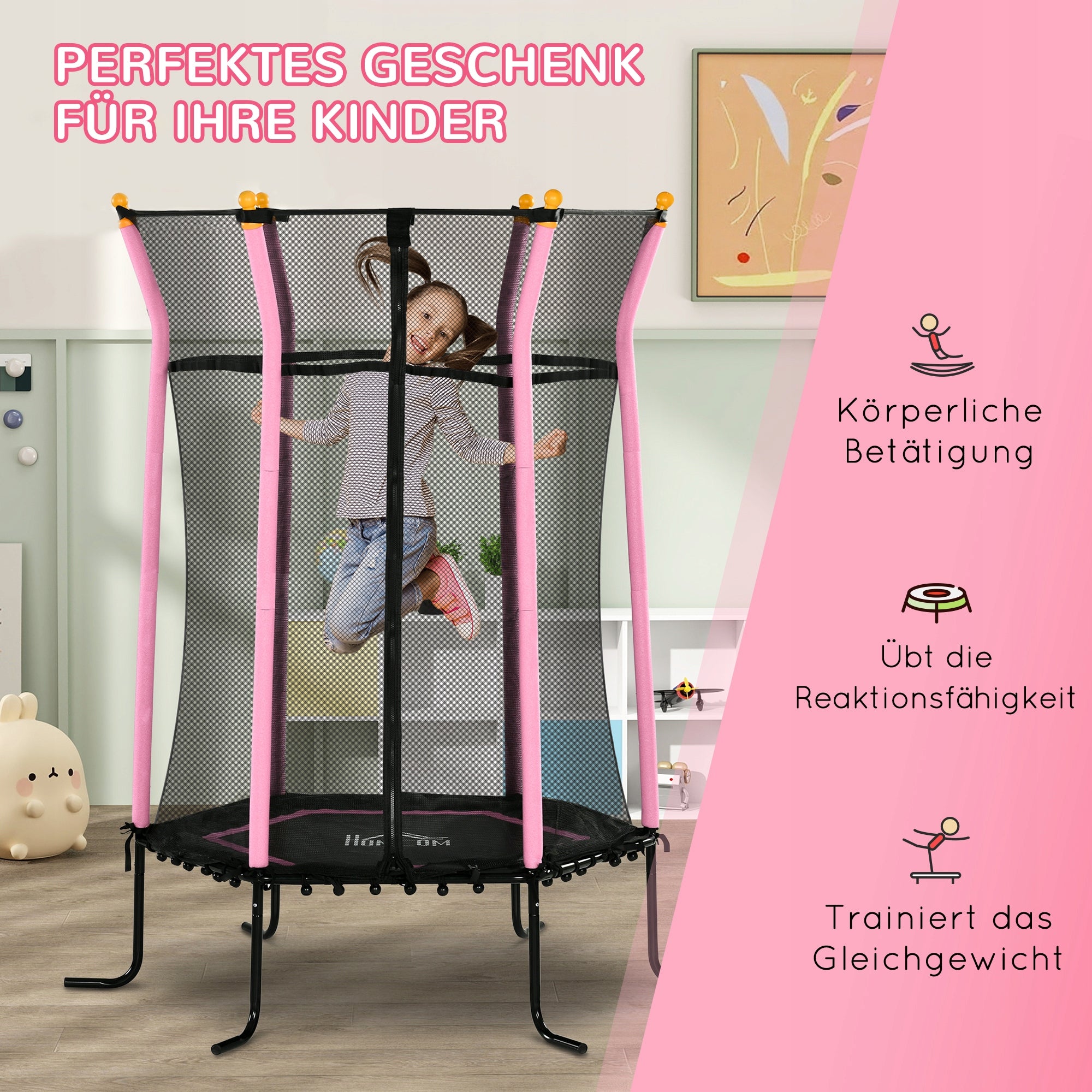 Trampoline for children Ø163,5 cm, pink, 3-10 years Size (ft) other