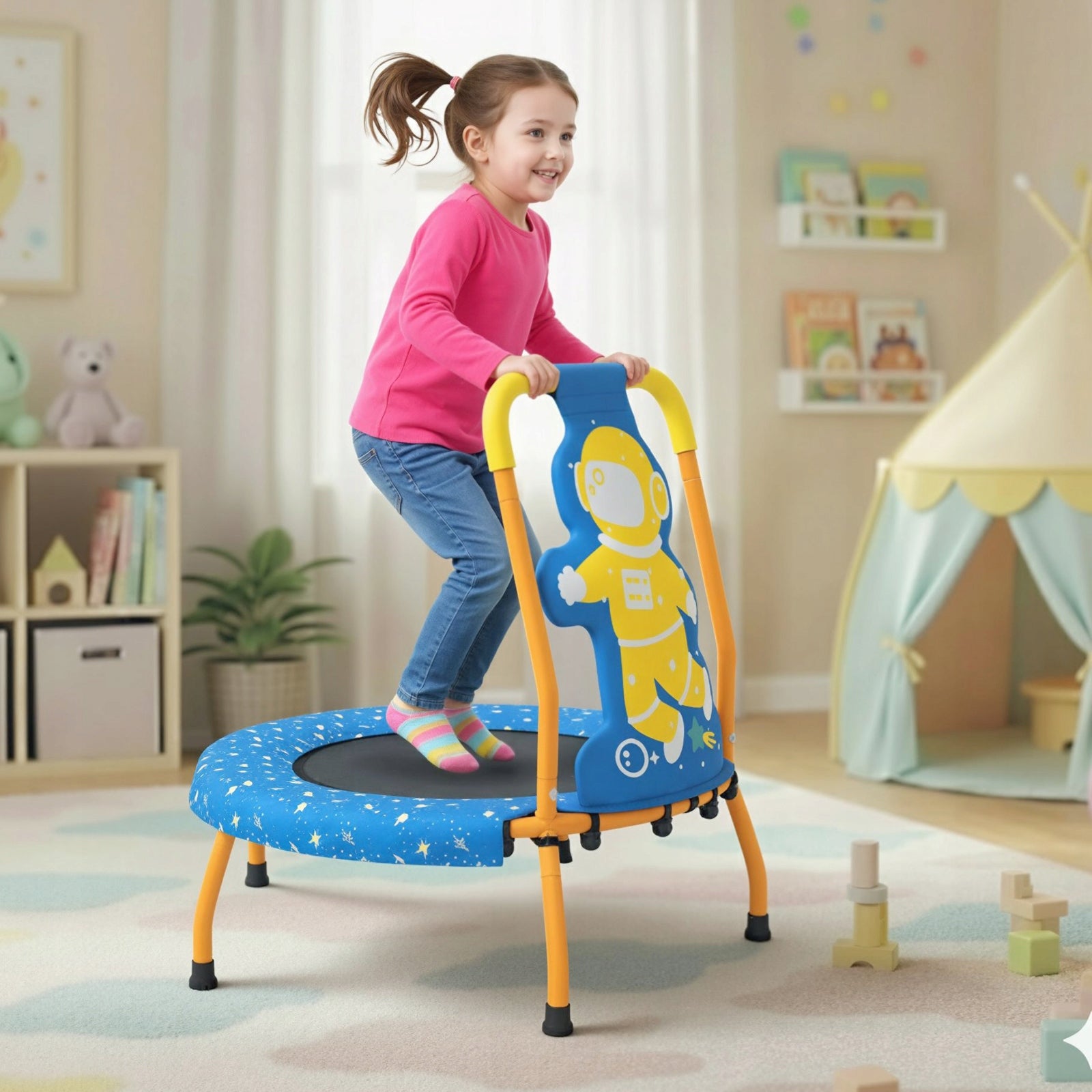 Trampoline with handle for children Trampoline children's space Brand Costway