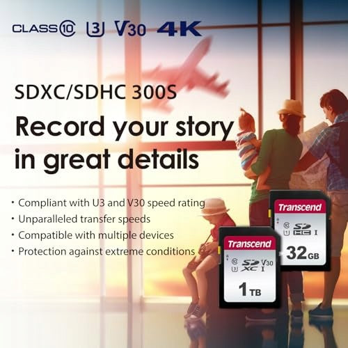 Transcend SDC300S 16GB Sdhc UHS-I U1 memory card up to 95 MB/s Card capacity 16 GB