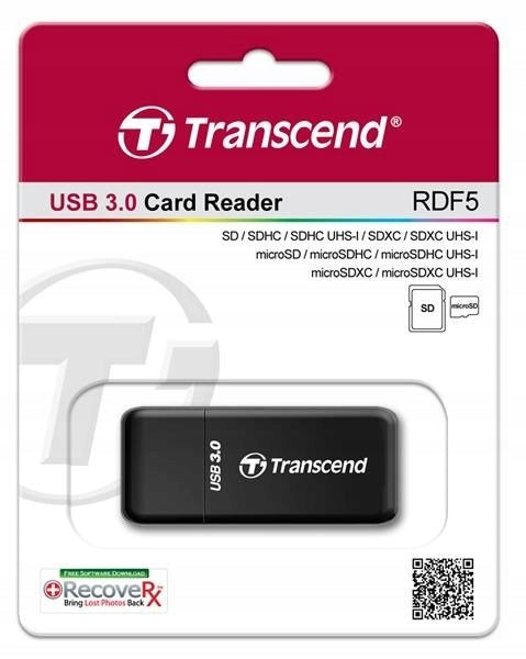 Transcend USB 3.0 čtečka RDF5 černá Product weight with unit packaging 0.15 kg