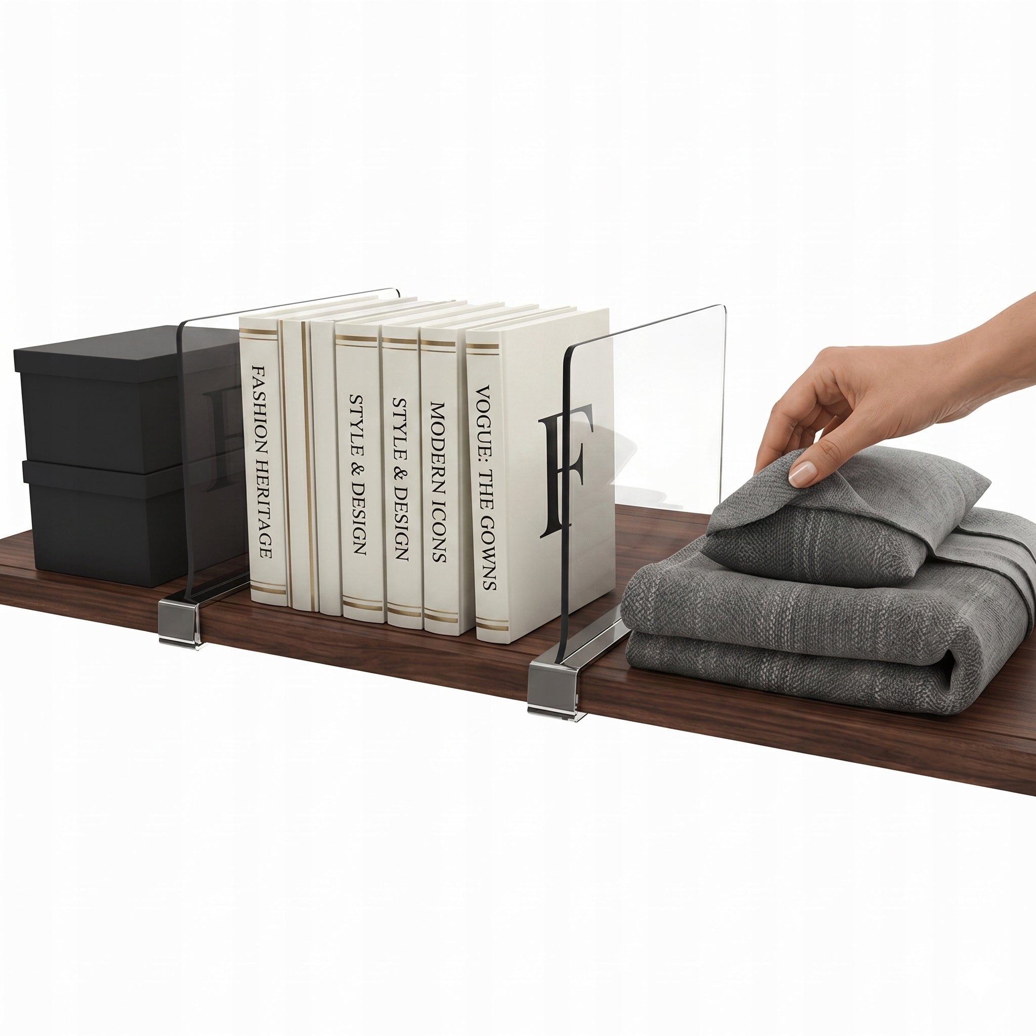 Transparent Bookcase Compartment For Cabinet Organizer - 300X200 mm - 6 pcs Reinforcement type plastic