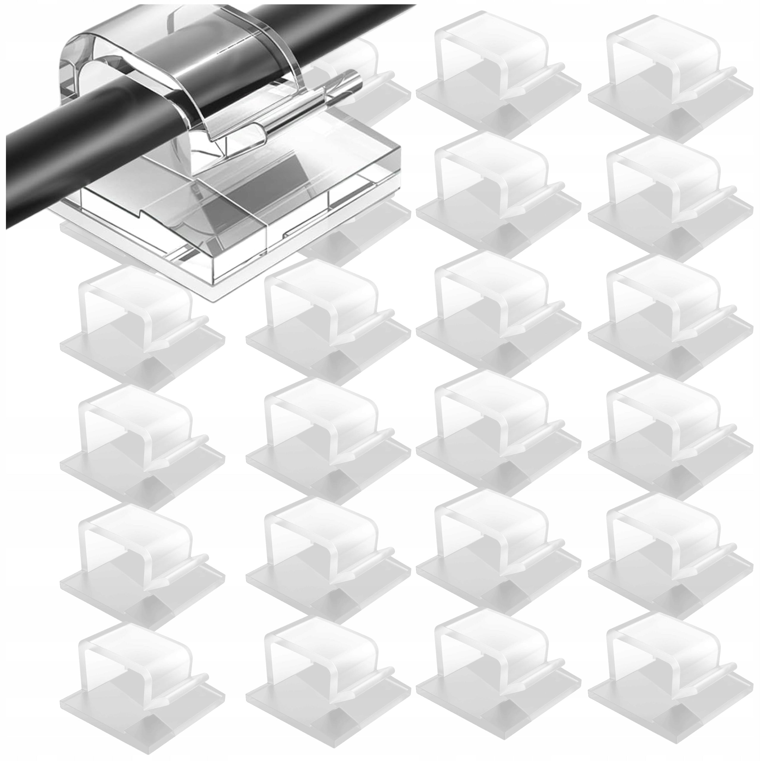 Transparent Cable Clips Self Adhesive Wire Organizer 30 Pcs Packaging status original