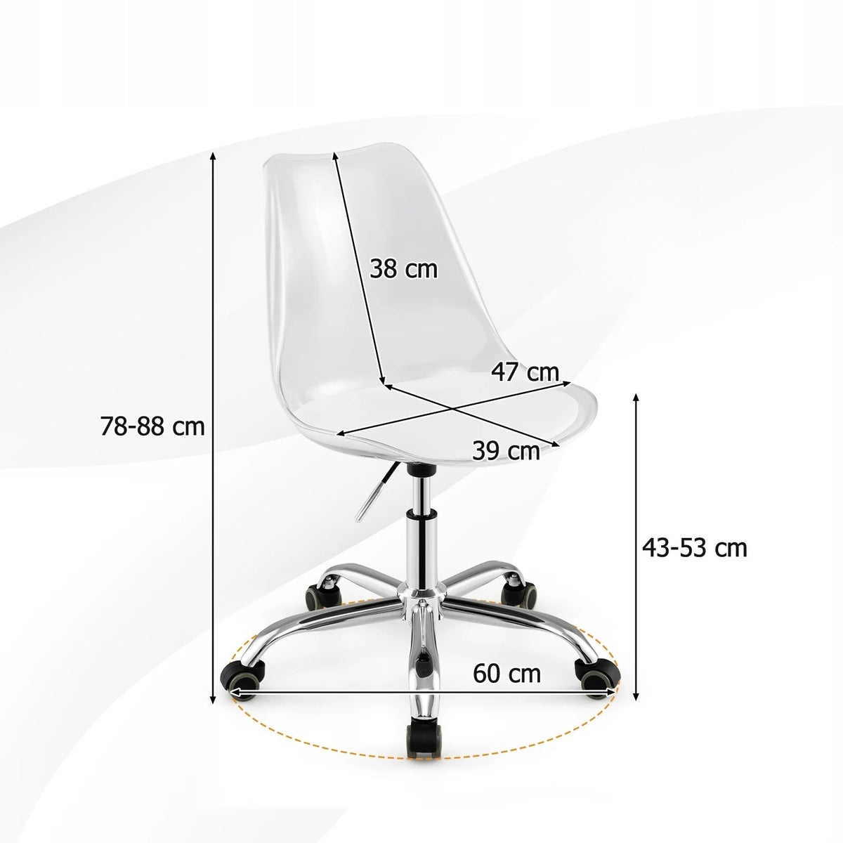 Transparent Office Chair on Wheels Conference Chair Brand Costway