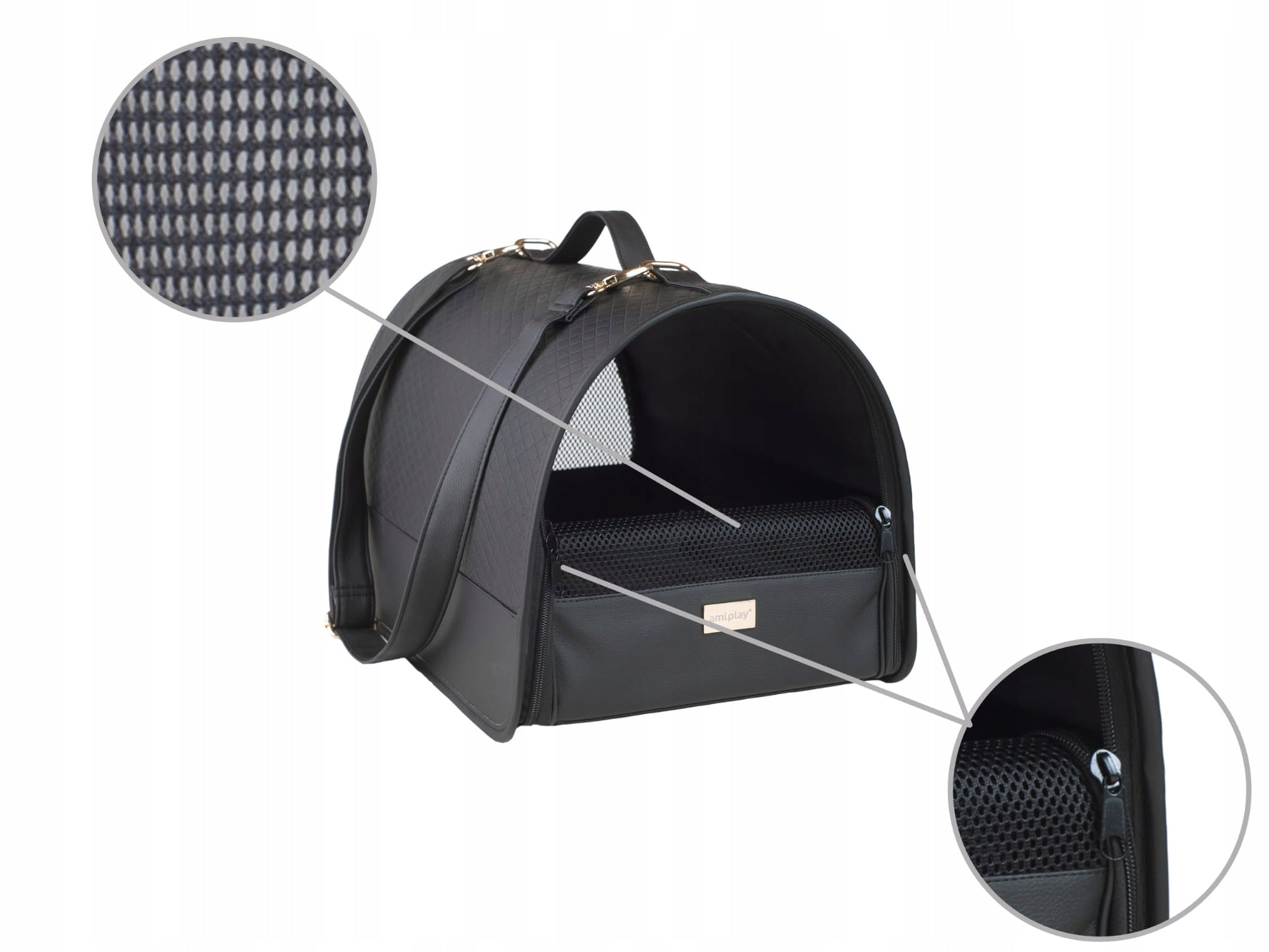 Transport BAG Amiplay New York M Black comfortable functional Kind bag