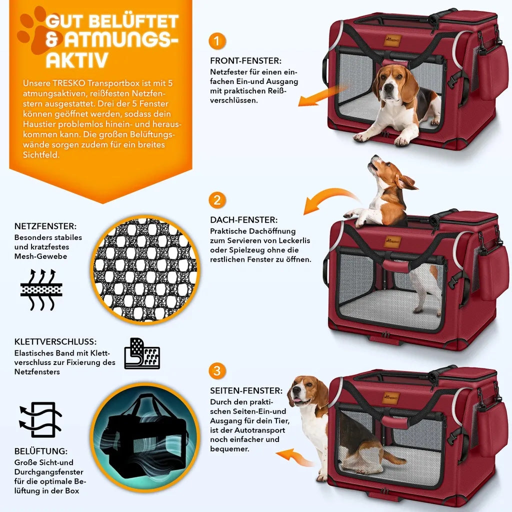 Transport Box for Dogs and Cats 70cm x 52cm Burgundy Product width 70 cm