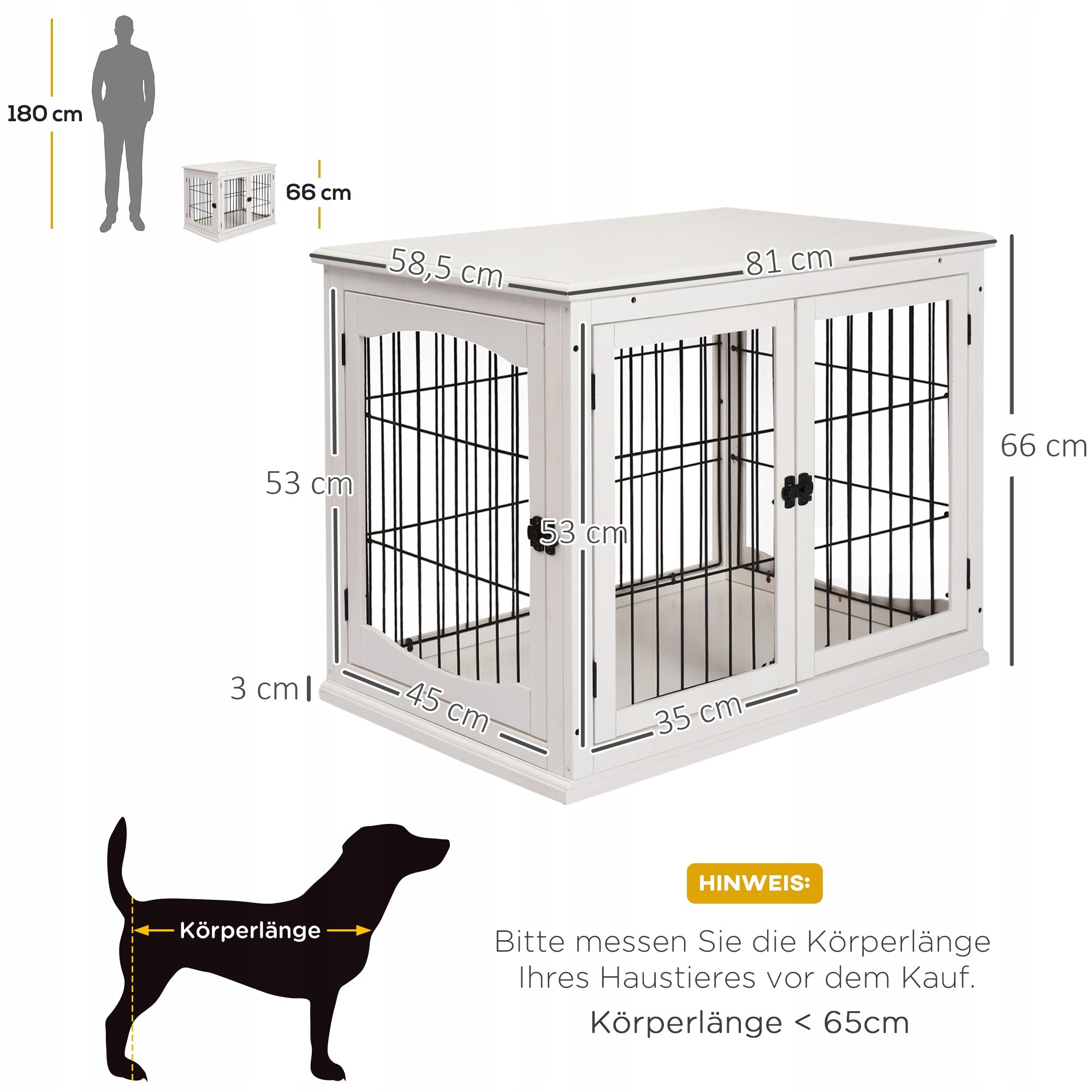 Transport box for dogs 58,5 x 81 x 66cm doors closed MDF wood Kind cage