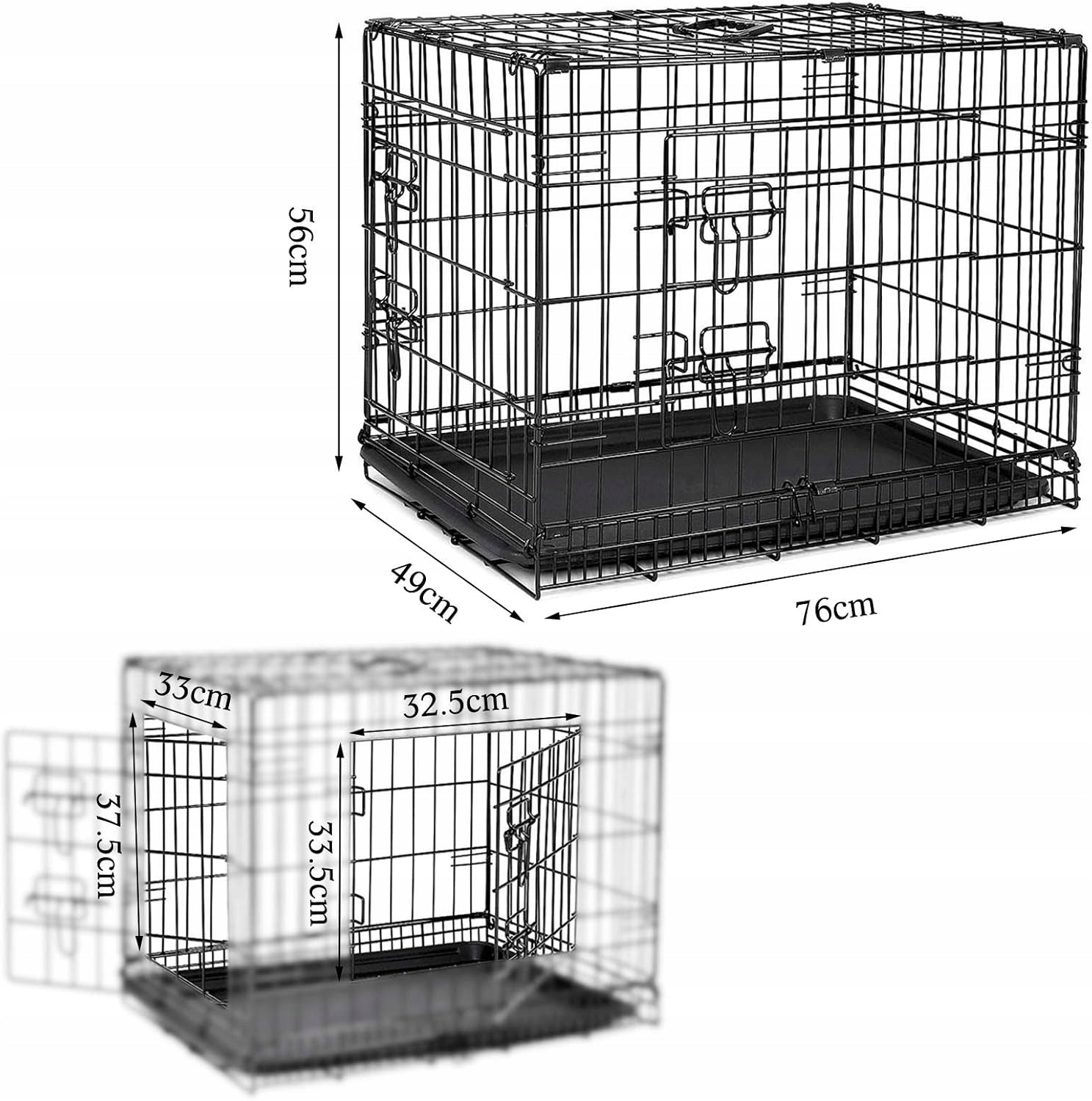 Transport cage metal Dibea small dog 49 x 76 x 56 cm Length 76 cm