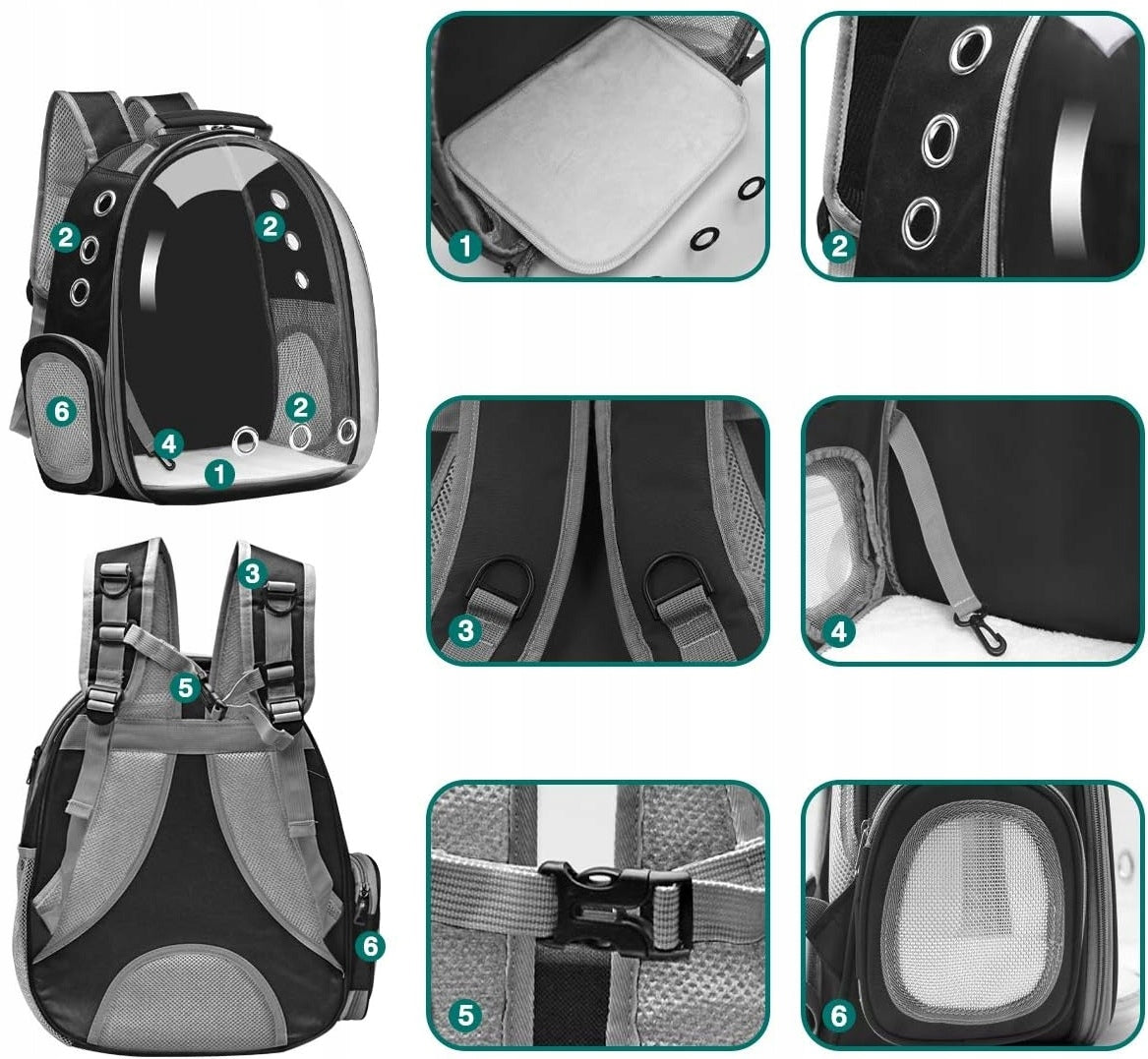 Transporter Backpack for Cat Dog Carrying Bag Transparent Ventilation Product height 42 cm