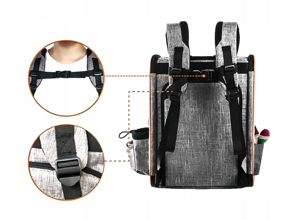 Transporter Dog Backpack Plastic Shades of Gray with XXL Mesh Main material synthetic material