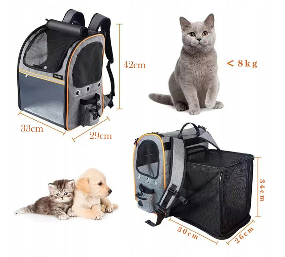 Transporter Dog Backpack Plastic Shades of Gray with XXL Mesh Product width 34 cm