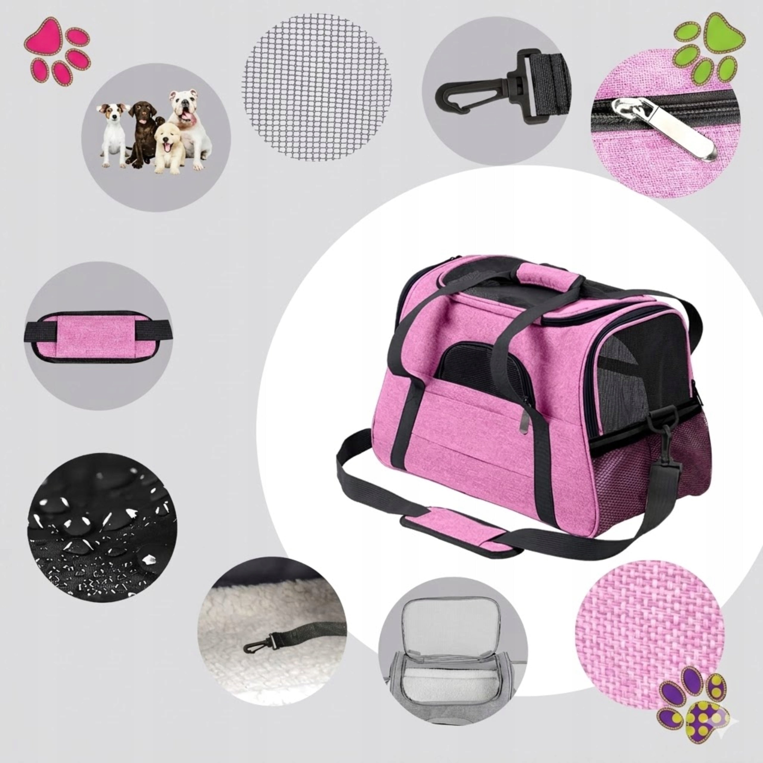 Transporter for Dog Cat Animal Bag Adjustable Belt Lanyard Reflectors Packaging status original