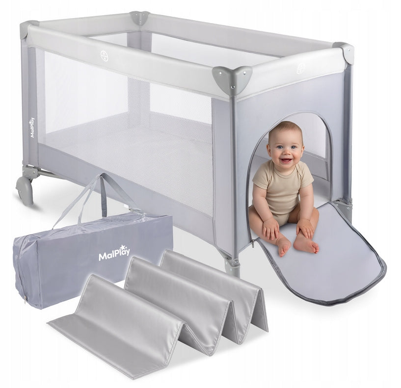 Travel Cot Folding LUNO Grey Playpen For Baby EAN (GTIN) 5901924243267