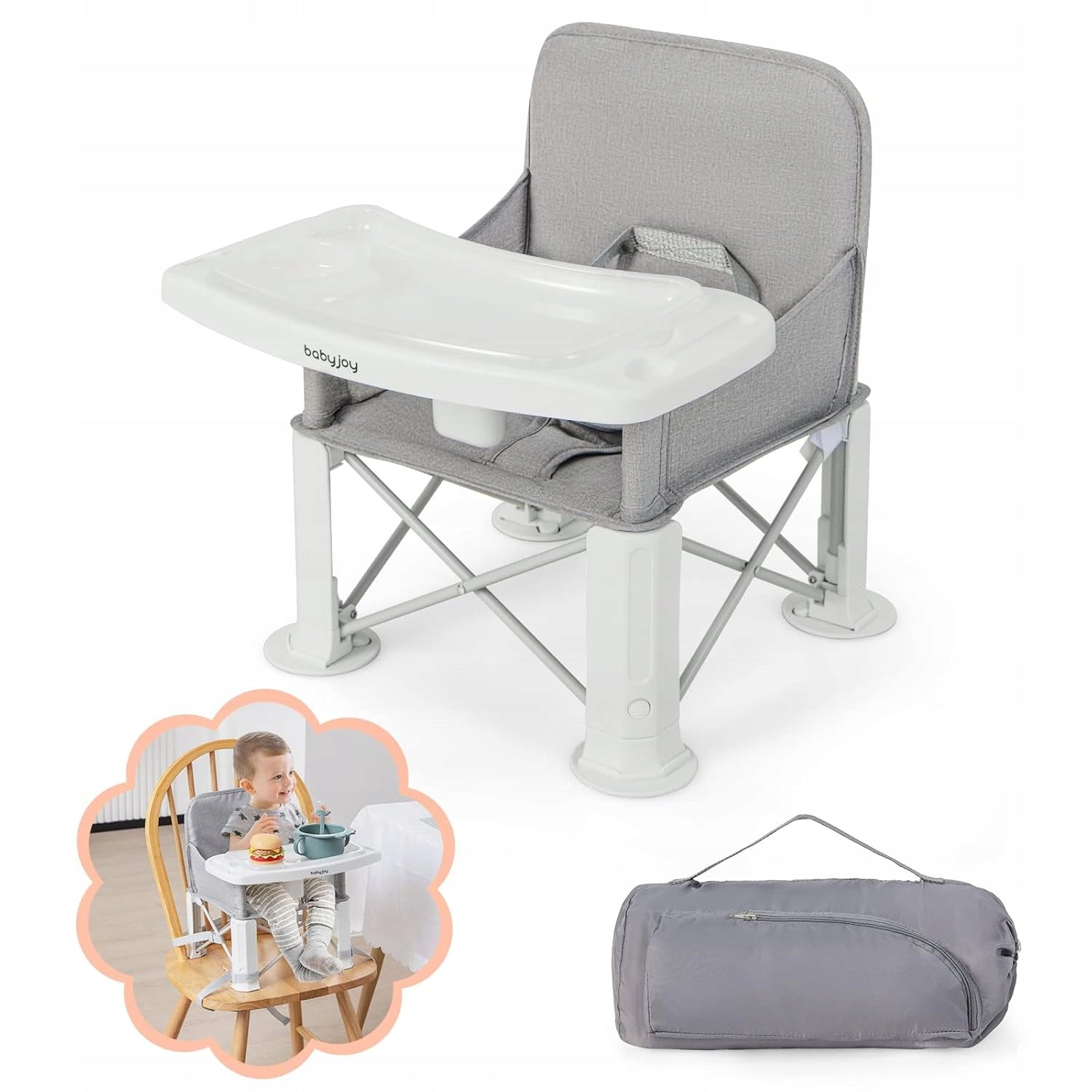 Travel Seat with Tray, Folding Portable, Highchair