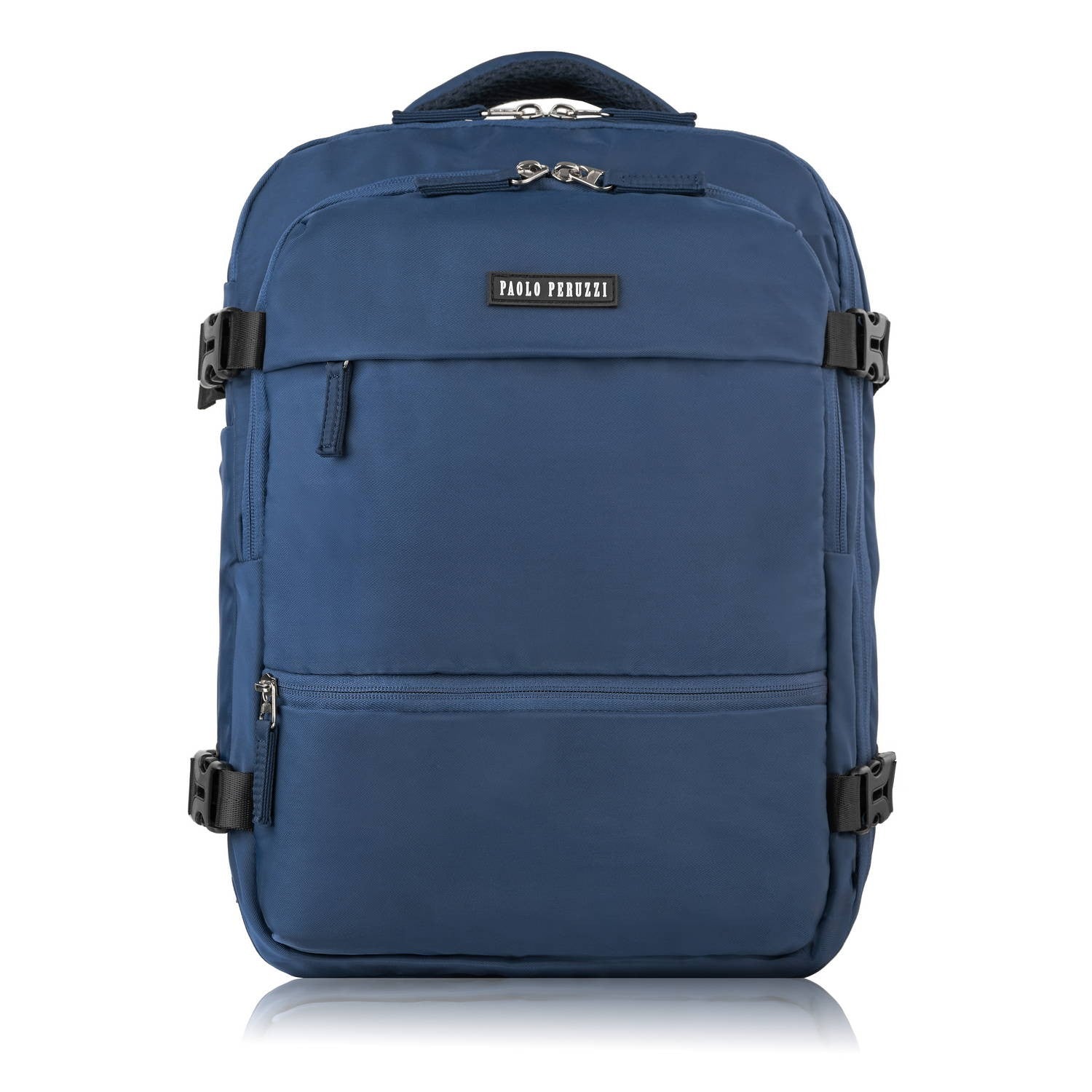 Travel backpack for airplane multifunctional navy blue roomy Paolo Peruzzi