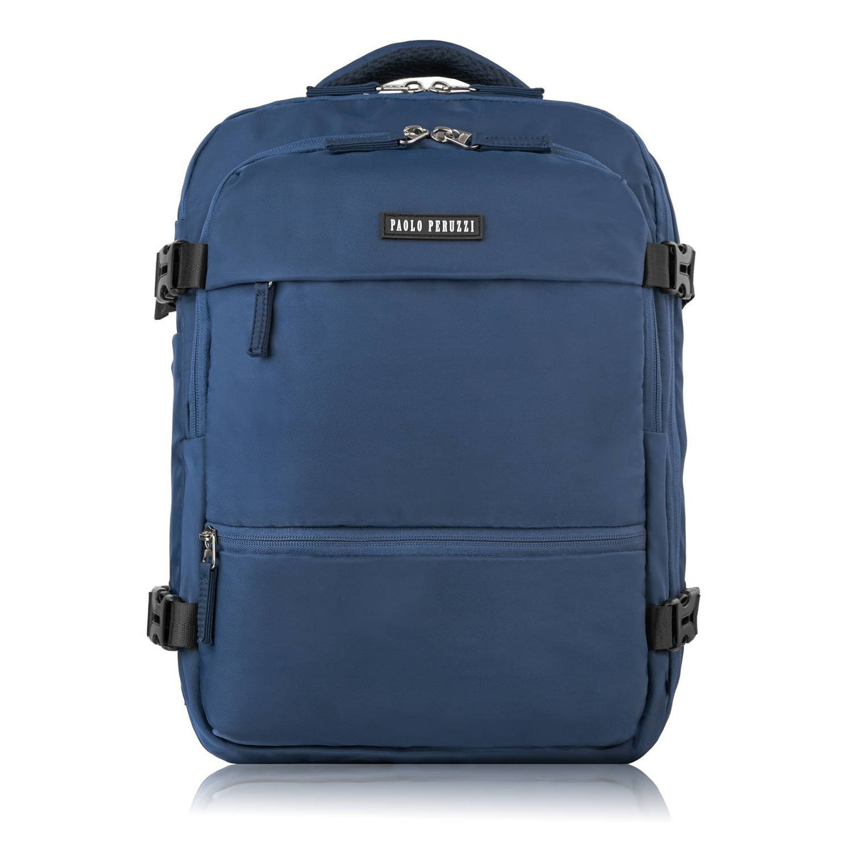 Travel backpack for airplane multifunctional navy blue roomy Paolo Peruzzi