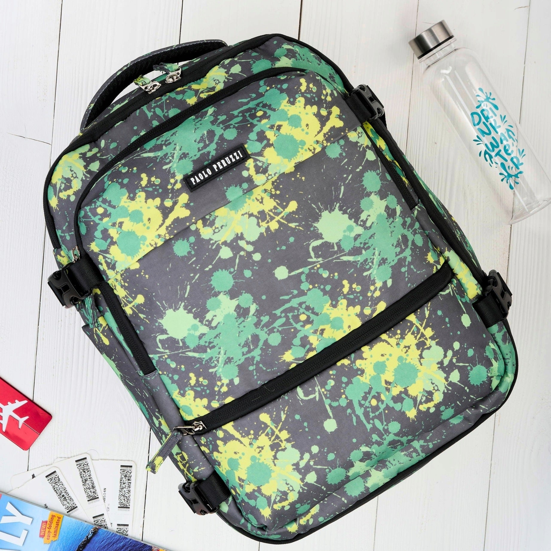 Travel backpack for airplane multifunctional roomy camo fashionable Paolo Peruzzi Brand Paolo Peruzzi