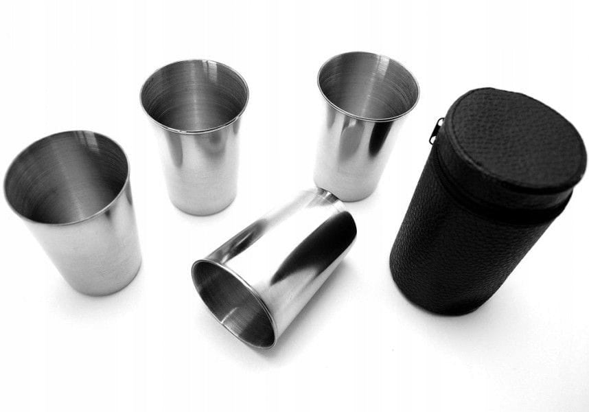 Travel glasses 160ml+etui 4 pcs metal 1-7003