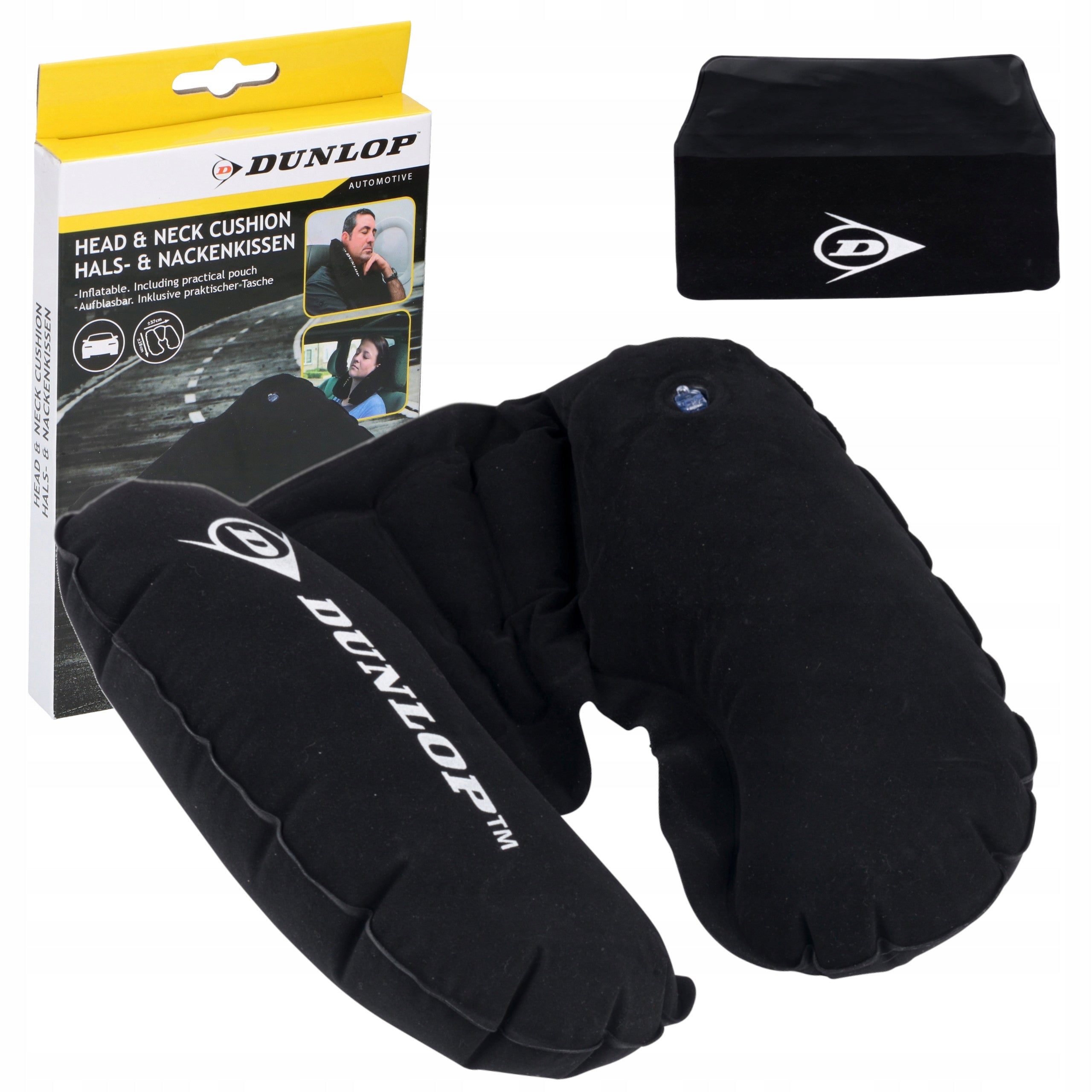 Travel pillow inflatable neck headrest croissant for airplane car DUNLOP