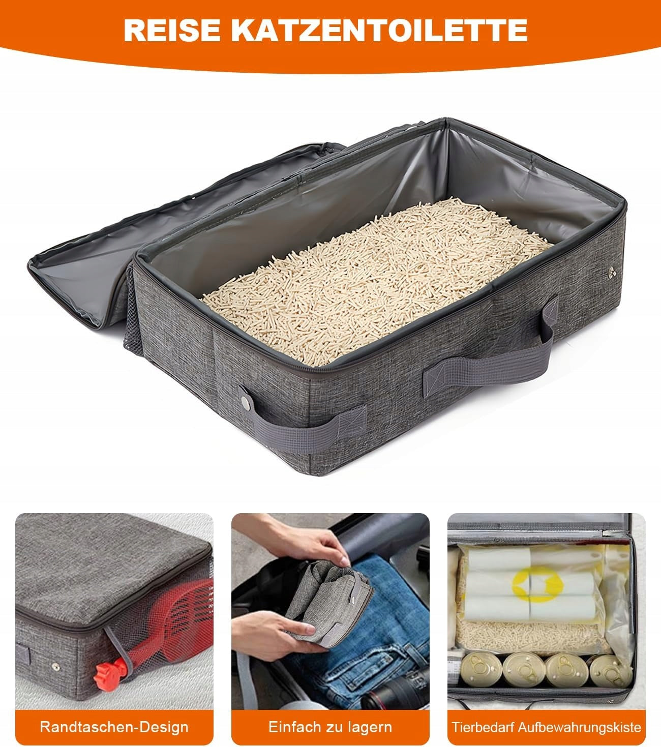 Travel portable cat litter box with spatula Color black