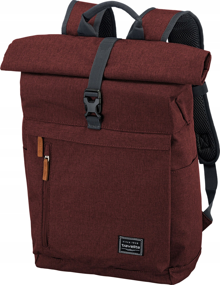Travelite Basics Burgundy Rolled Backpack