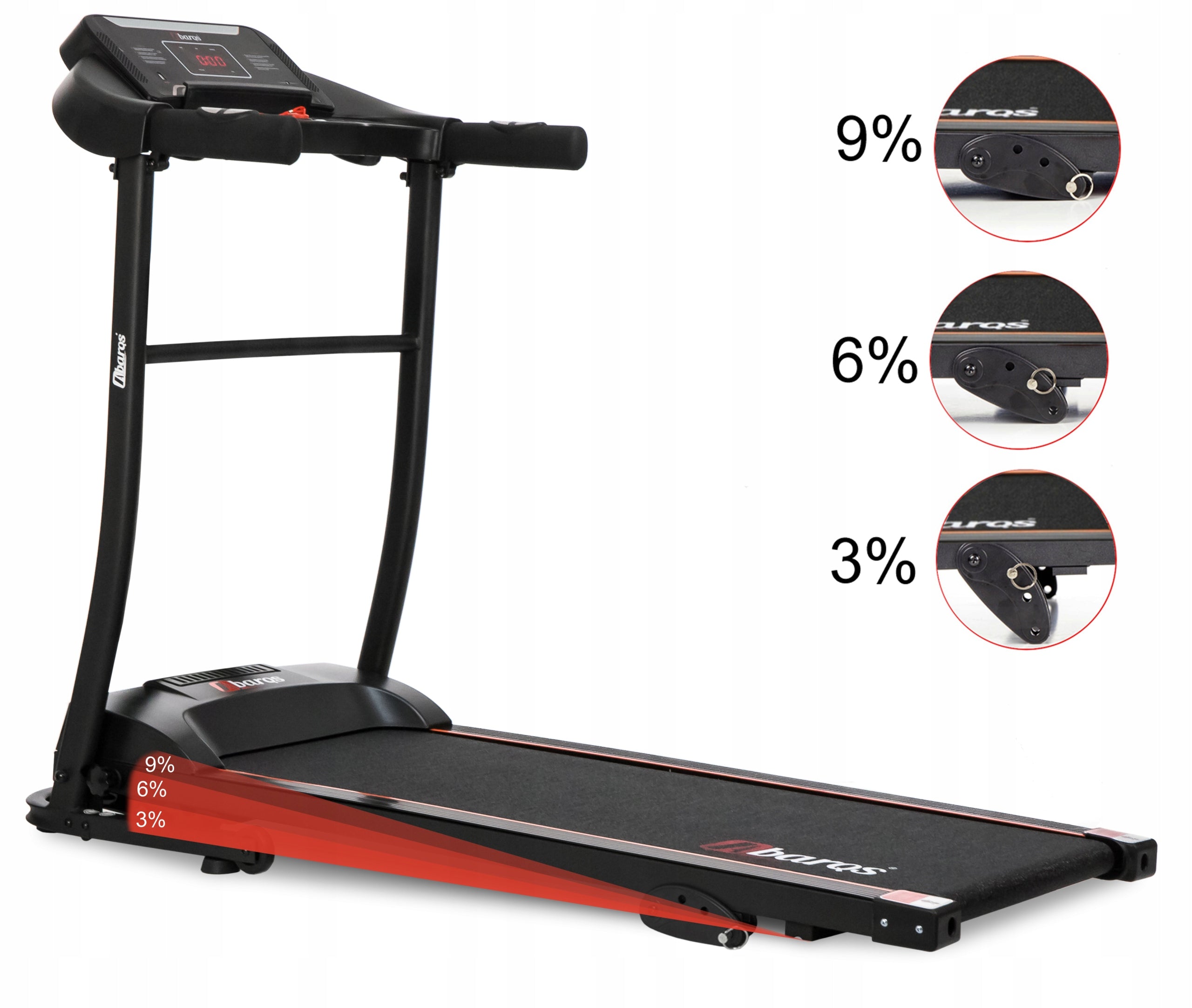 Treadmill 12km/H electric with water bottle holder tablet belt 40cm 110kg AbarQs Model BZ-40