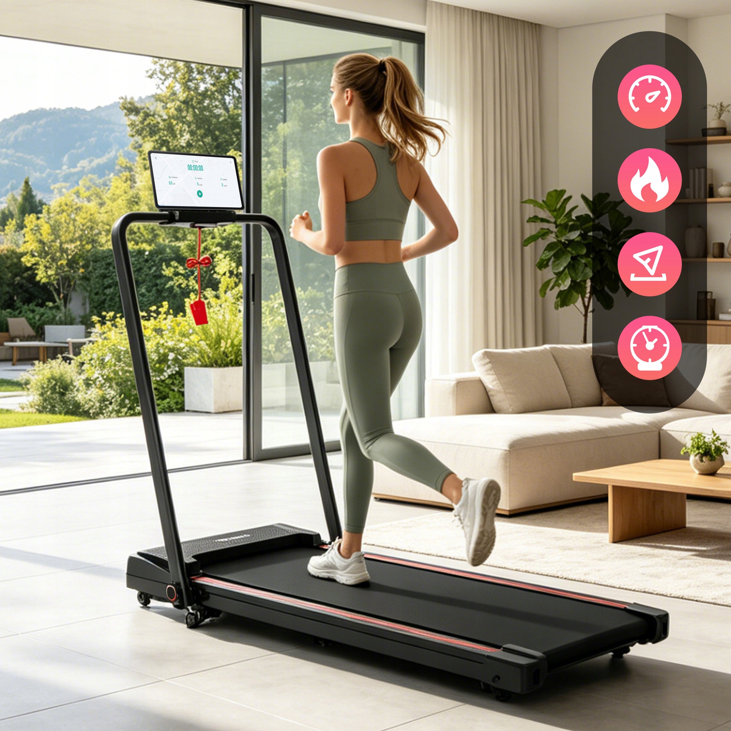 Treadmill Folding Home Electric Flat Under Bed 1-12km/h 3 Gradient Armrest Kind electric