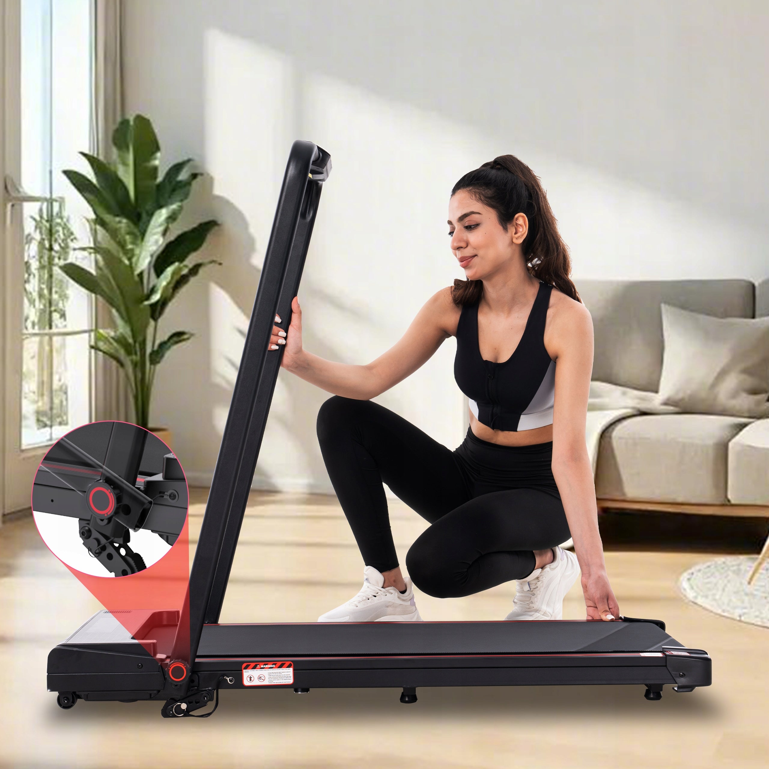 Treadmill Folding Home Electric Flat Under Bed 1-12km/h 3 Gradient Armrest Measurements training duration distance speed burned calories