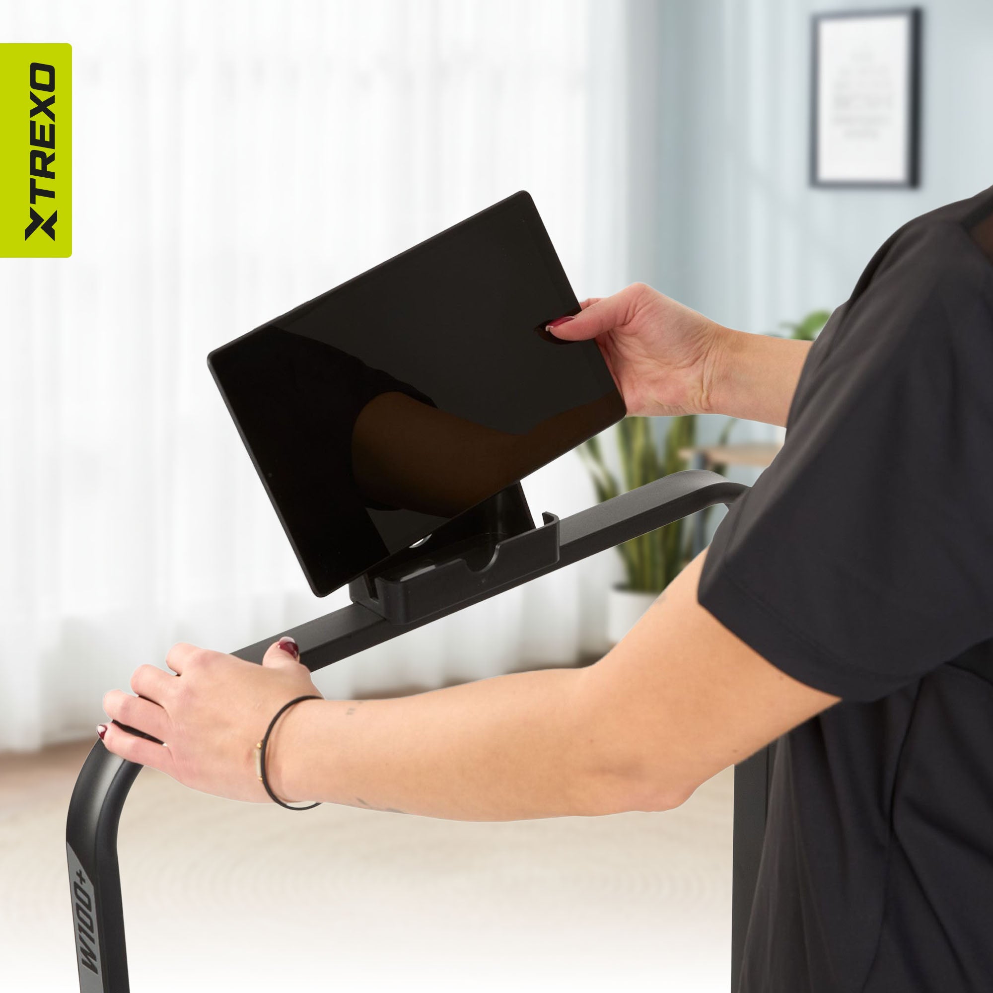Treadmill XTREXO W100+ black compact, foldable quiet, with shock absorption 6 km/h Speed 6–6 km/h