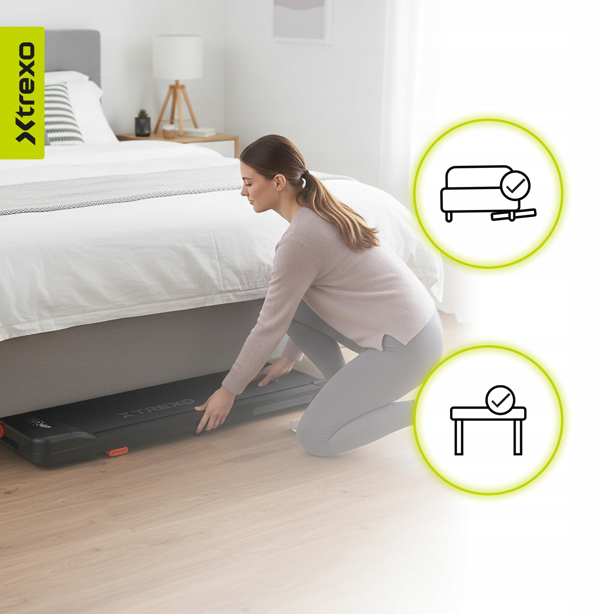 Treadmill XTREXO Walking Pad W80 black OS QUIET 1-6 KM/H LIGHT 18 KG Brand Xtrexo
