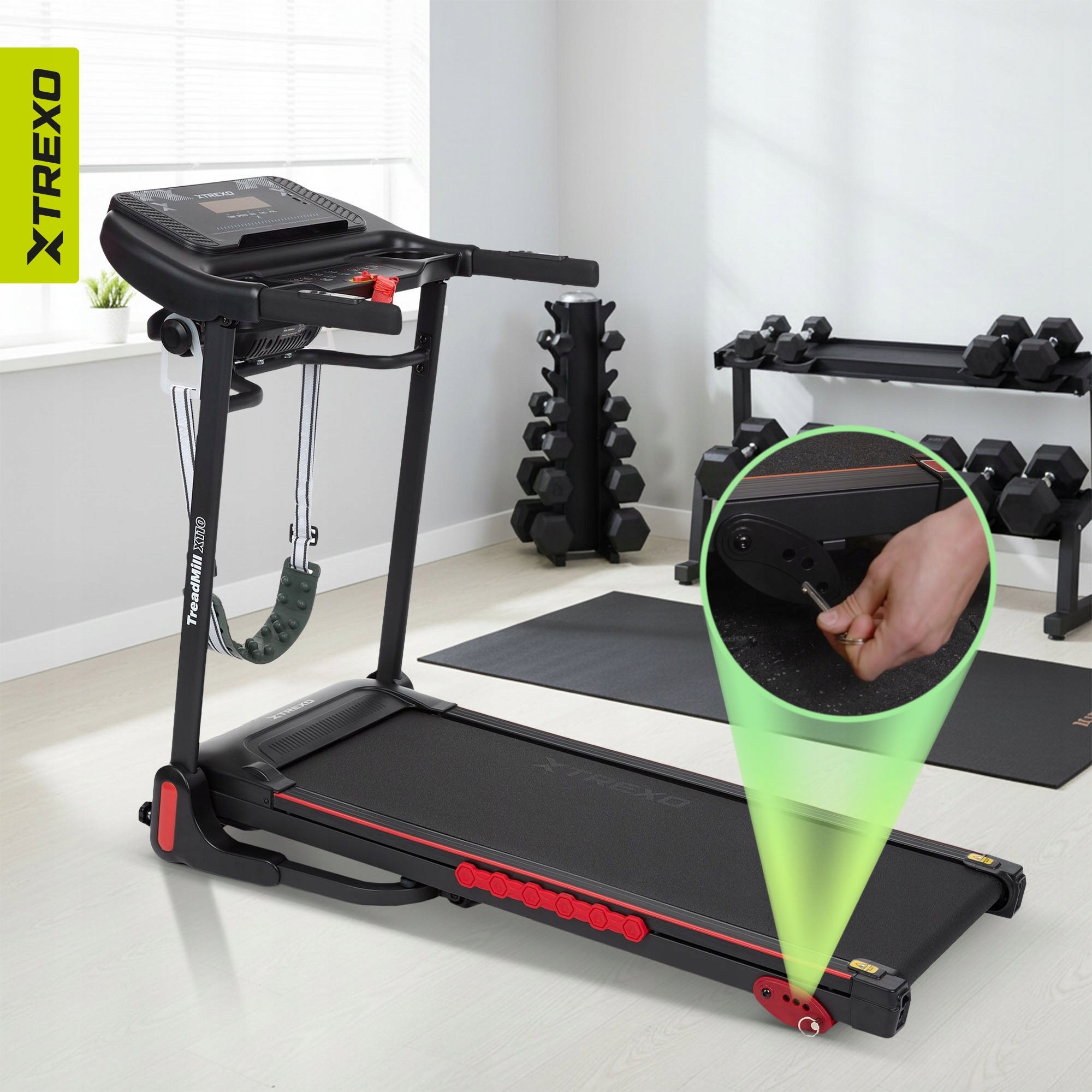 Treadmill XTREXO X110+ with massager black TILT ANGLE ADJUSTMENT 1-14 KM/H Model other