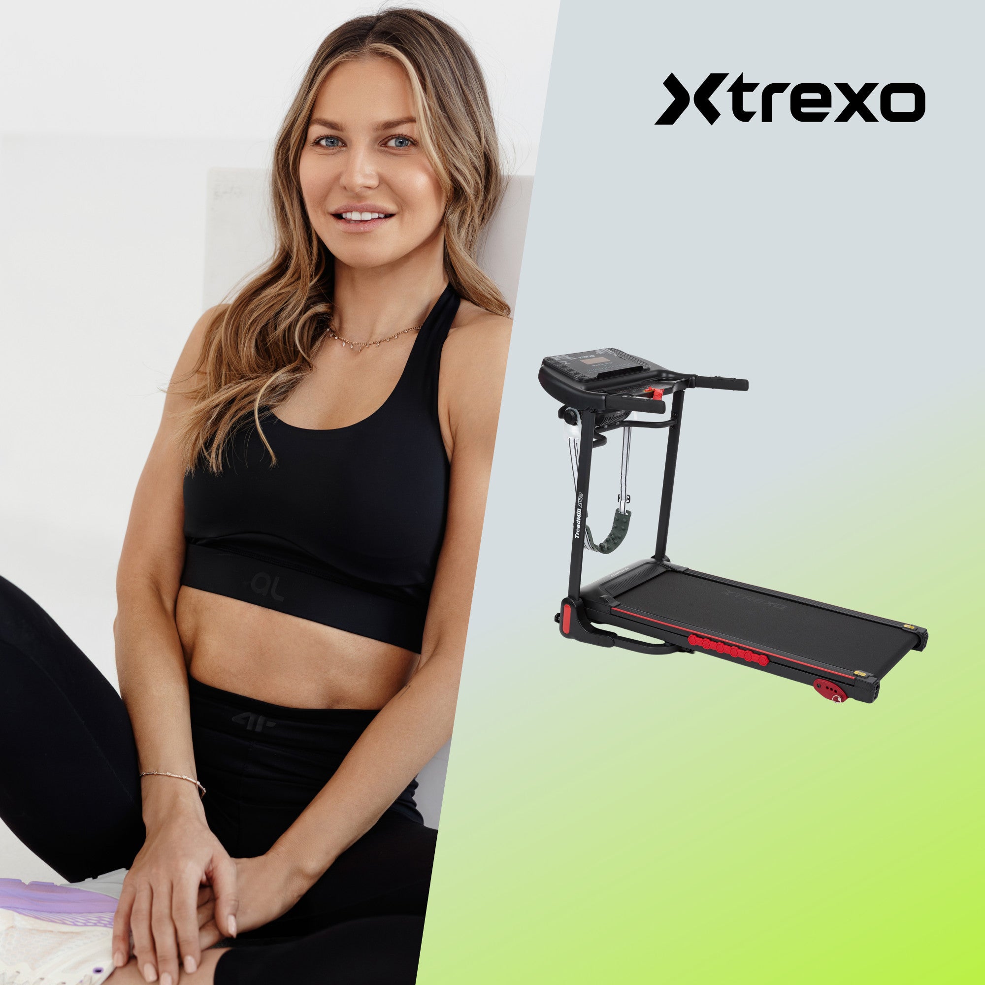 Treadmill XTREXO X110+ with massager black TILT ANGLE ADJUSTMENT 1-14 KM/H Packaging status original
