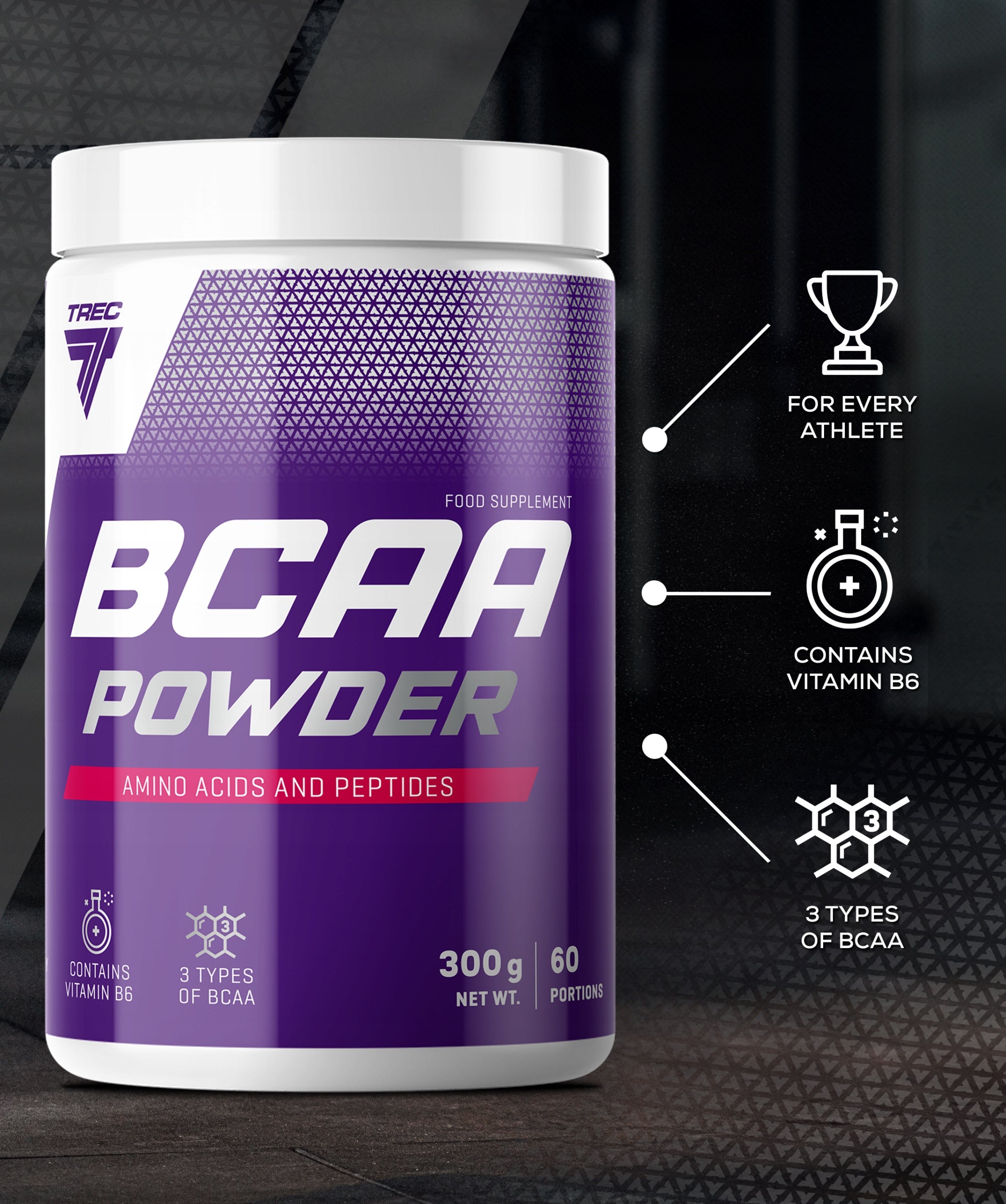 Trec BCAA 2:1:1 100% PREMIUM MUSCLE REGENERATION AMINO ACIDS VITAMIN B6 Manufacturer code Aminokwasy rozgałęzione w proszku, masa