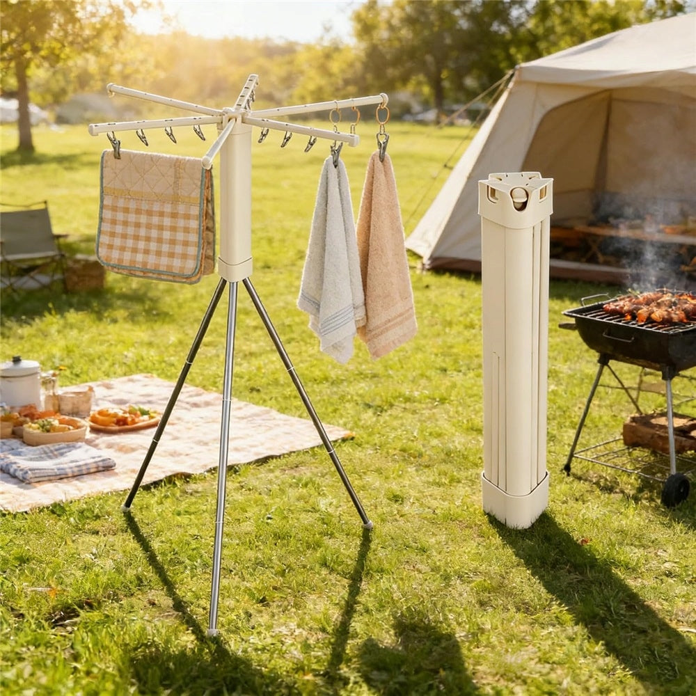 Triangular Portable Dying Racks Foldable Beige Hanger with Dying Clips Packaging status original