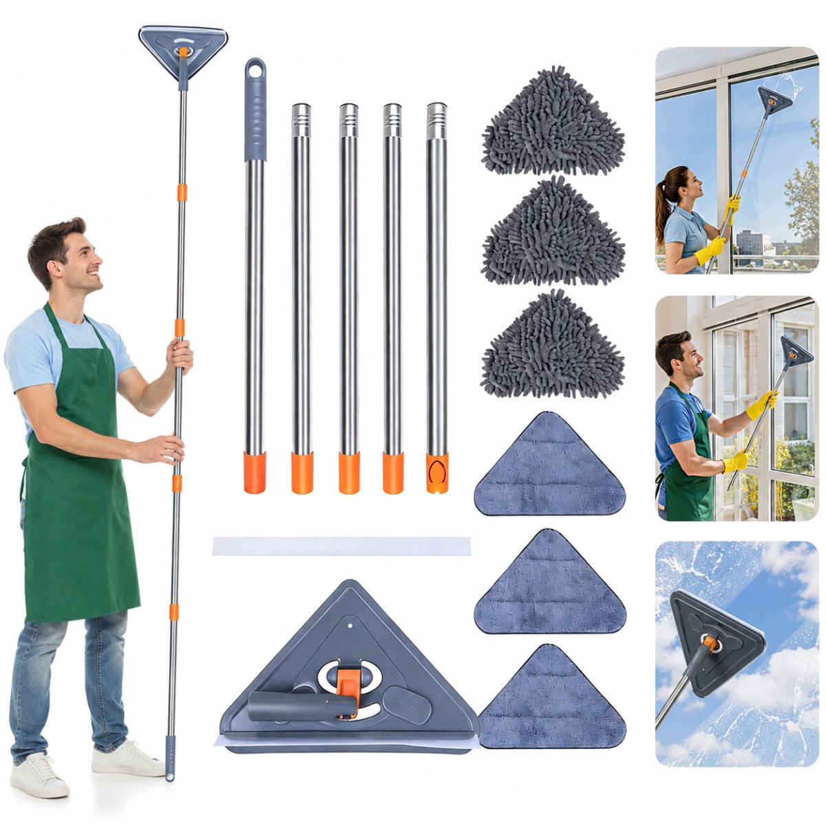 Triangular mop for bathroom tile+ 6 SZMAT
