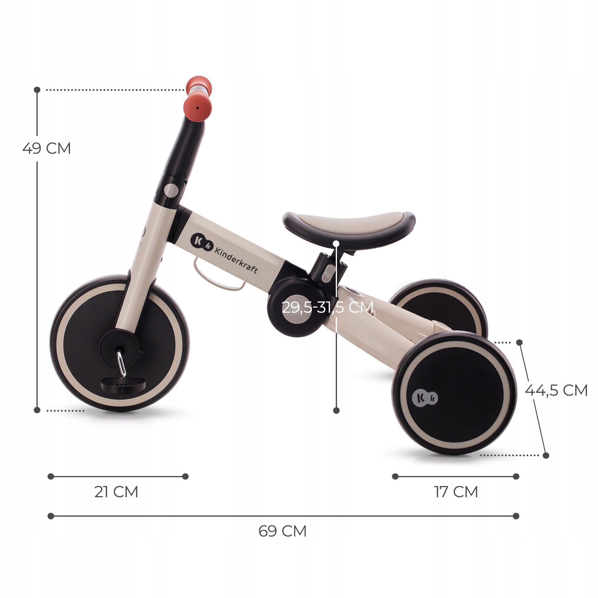 Tricycle 3in1 Kinderkraft 4Trike Ride-On Cross-Country Grey Brake none