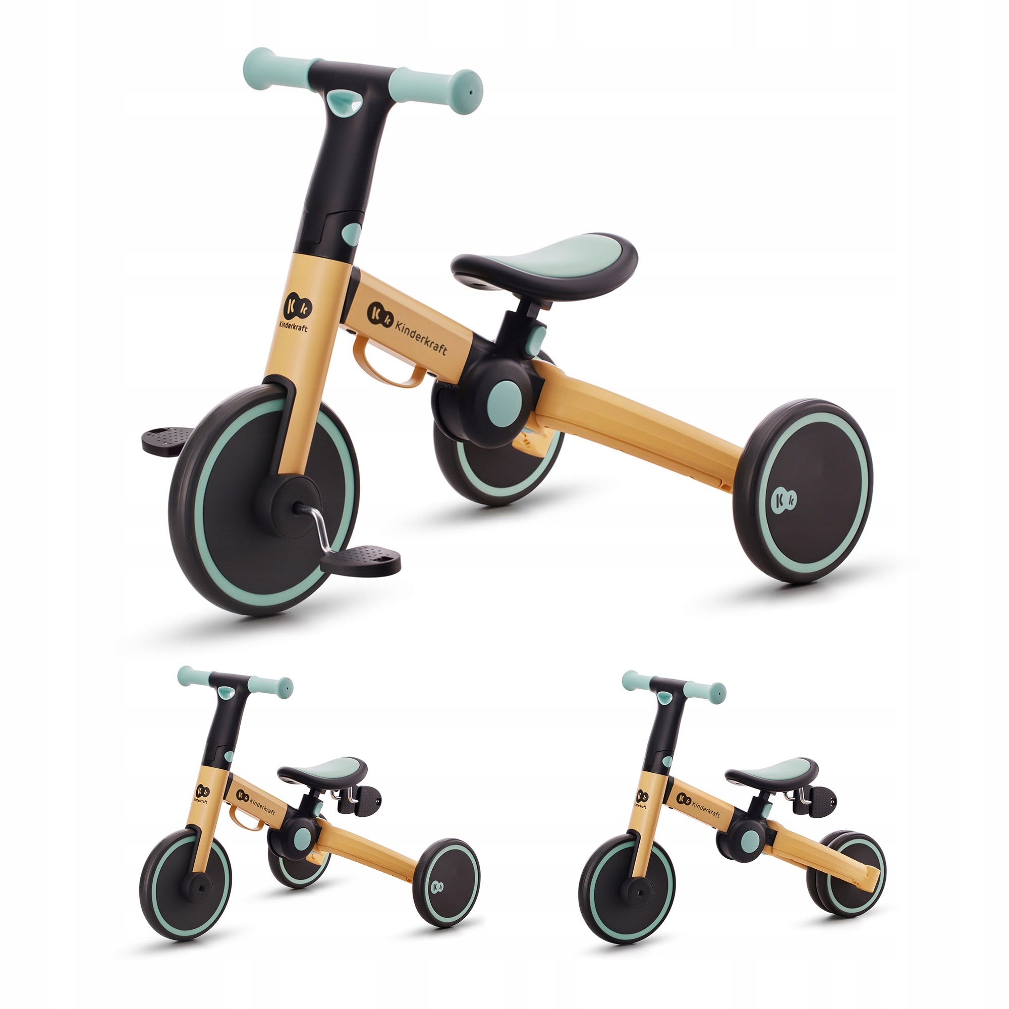 Tricycle 3in1 Kinderkraft 4Trike Ride-On Cross-Country Yellow