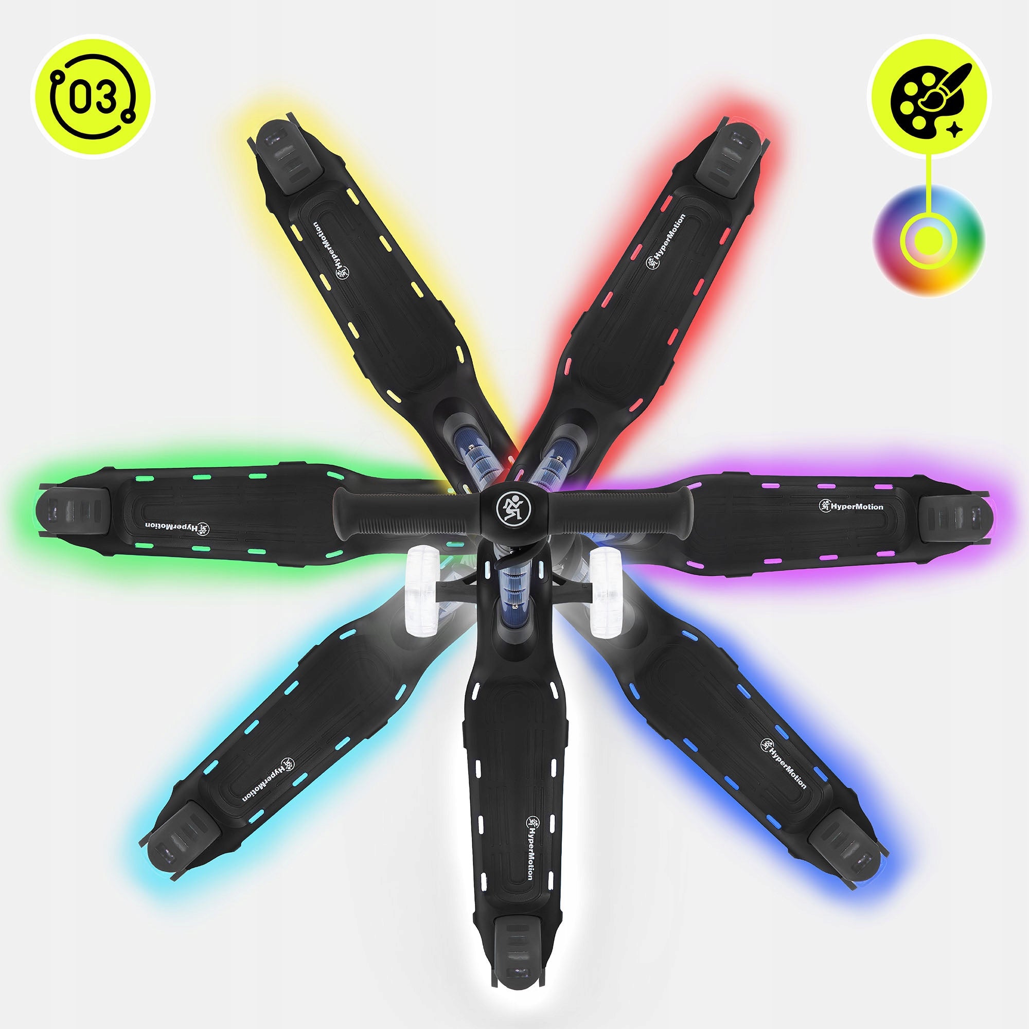 Tricycle Balance Scooter for Kids Tricycle RGB LED Illuminated Color black