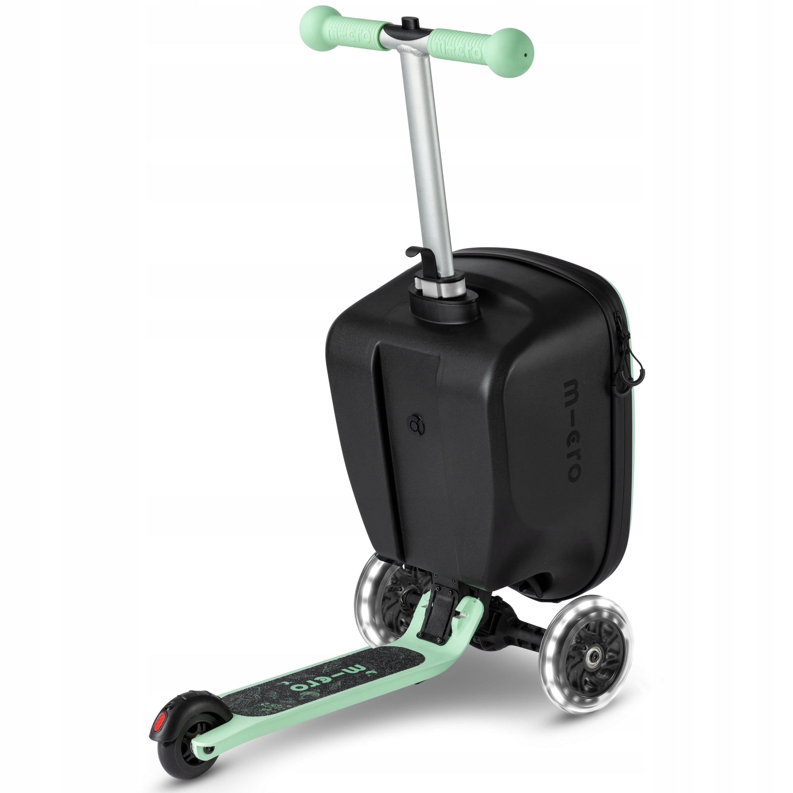 Tricycle Scooter for Children and Travel Suitcase Micro Junior Green Kind tri-wheeled
