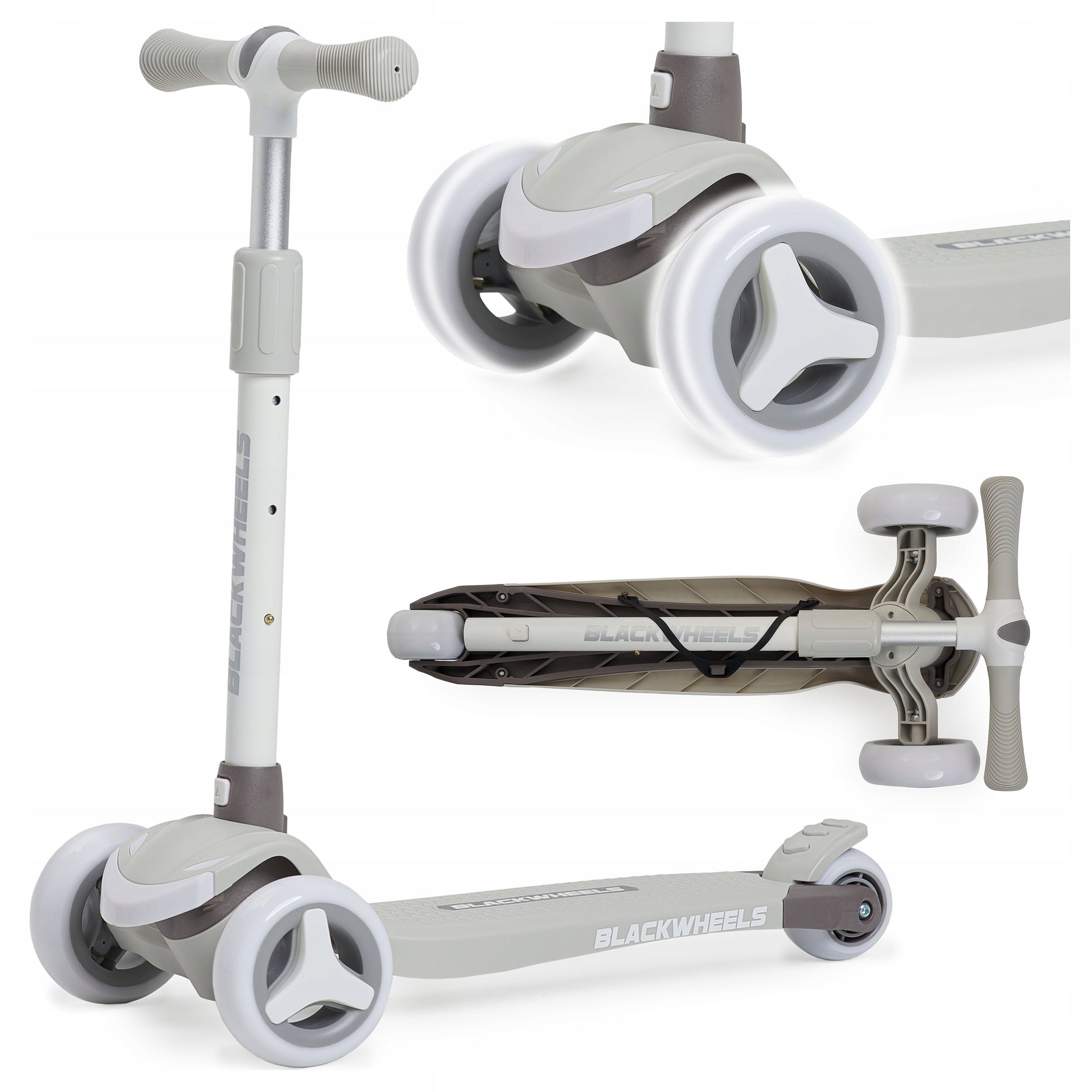 Tricycle Scooter for Kids Foldable Balance GLOWING LED Blackwheels