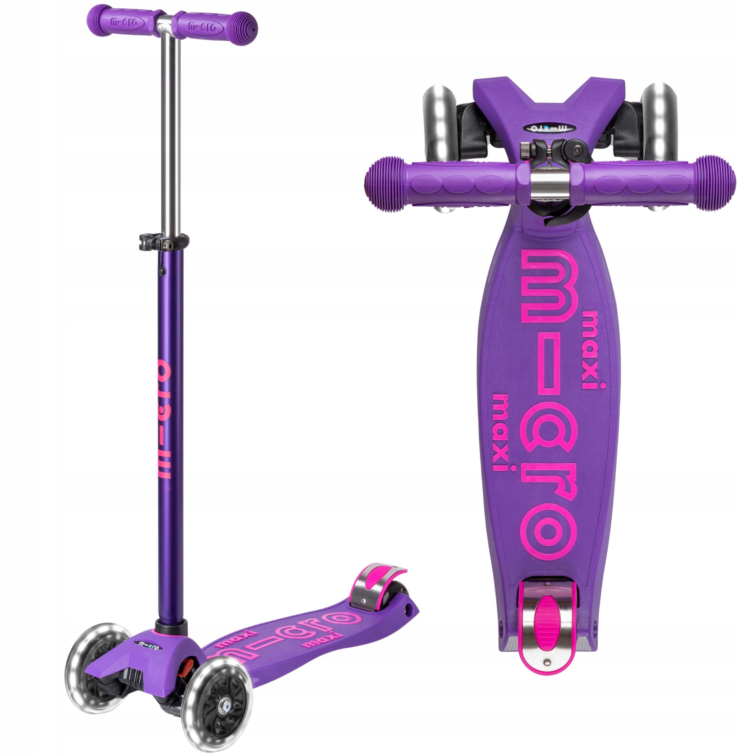 Tricycle Scooter for Kids Micro Maxi Deluxe LED Wheels LED Purple Color purple