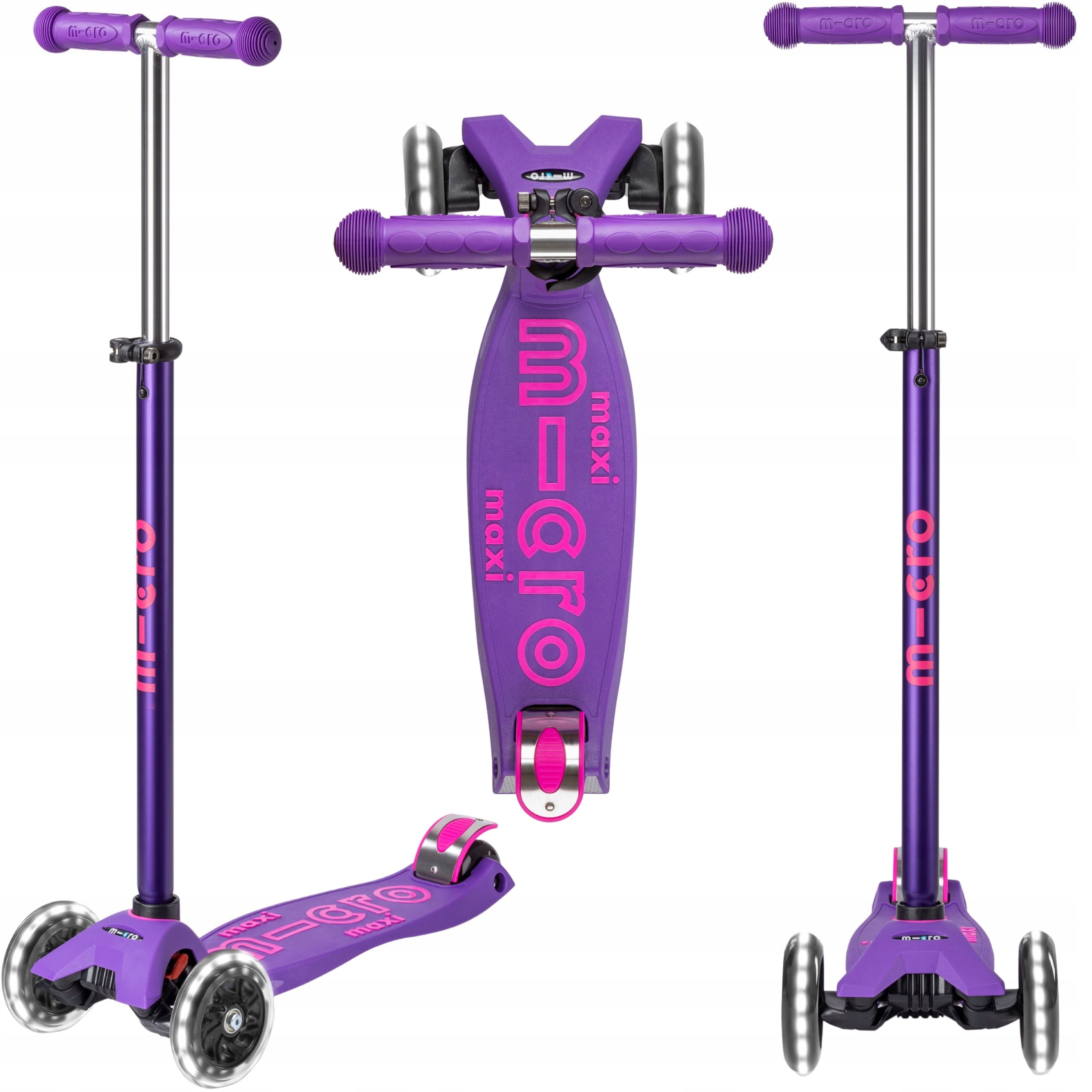 Tricycle Scooter for Kids Micro Maxi Deluxe LED Wheels LED Purple